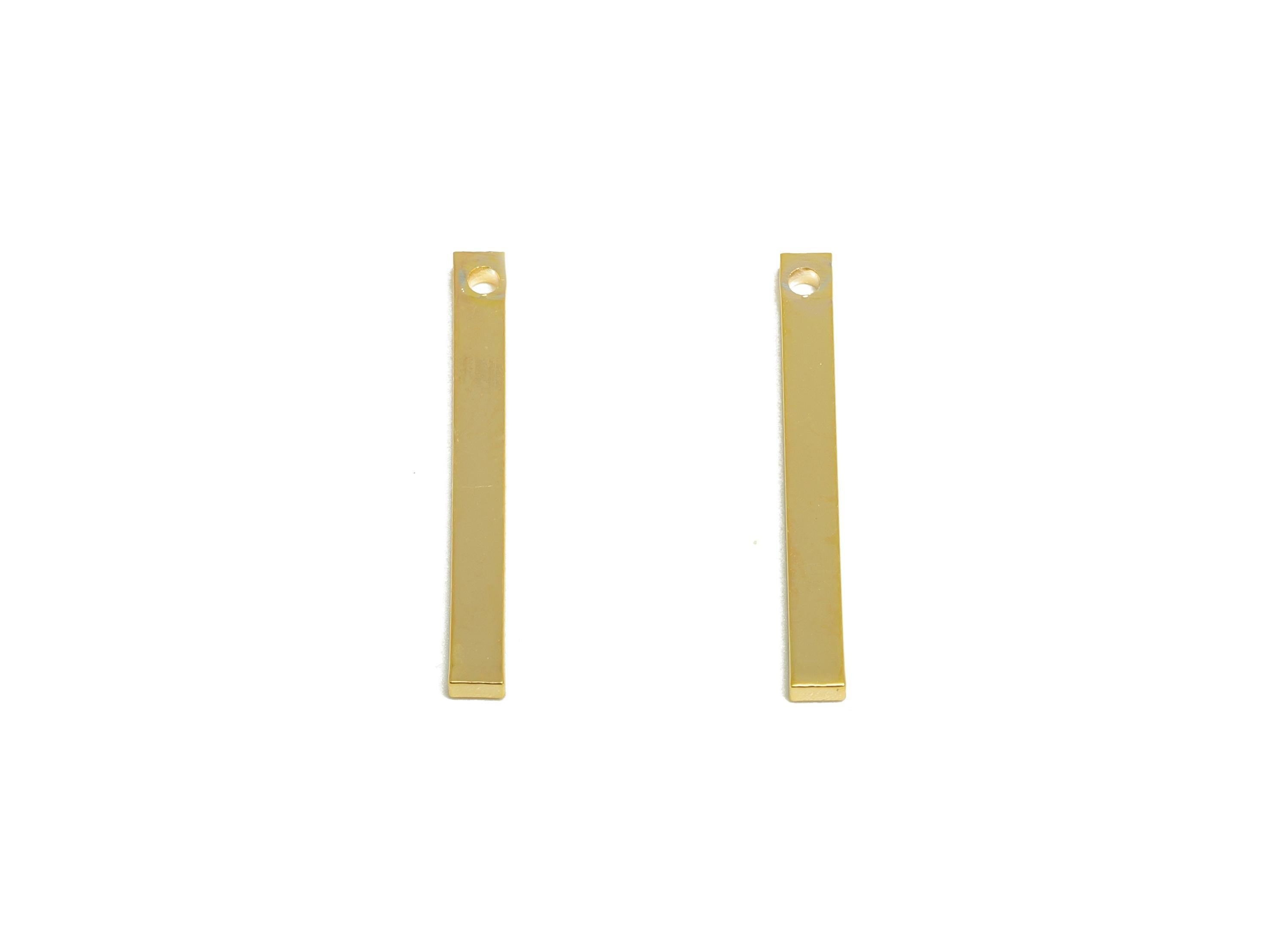 2*1*20mm Rectangle Earring Charm - Brass Minimalist Gold Slim Bar Pendant - Necklace Charm - Gold Jewelry - 18K Real Gold Plated - RGP10147 - DOMEDBAZAAR