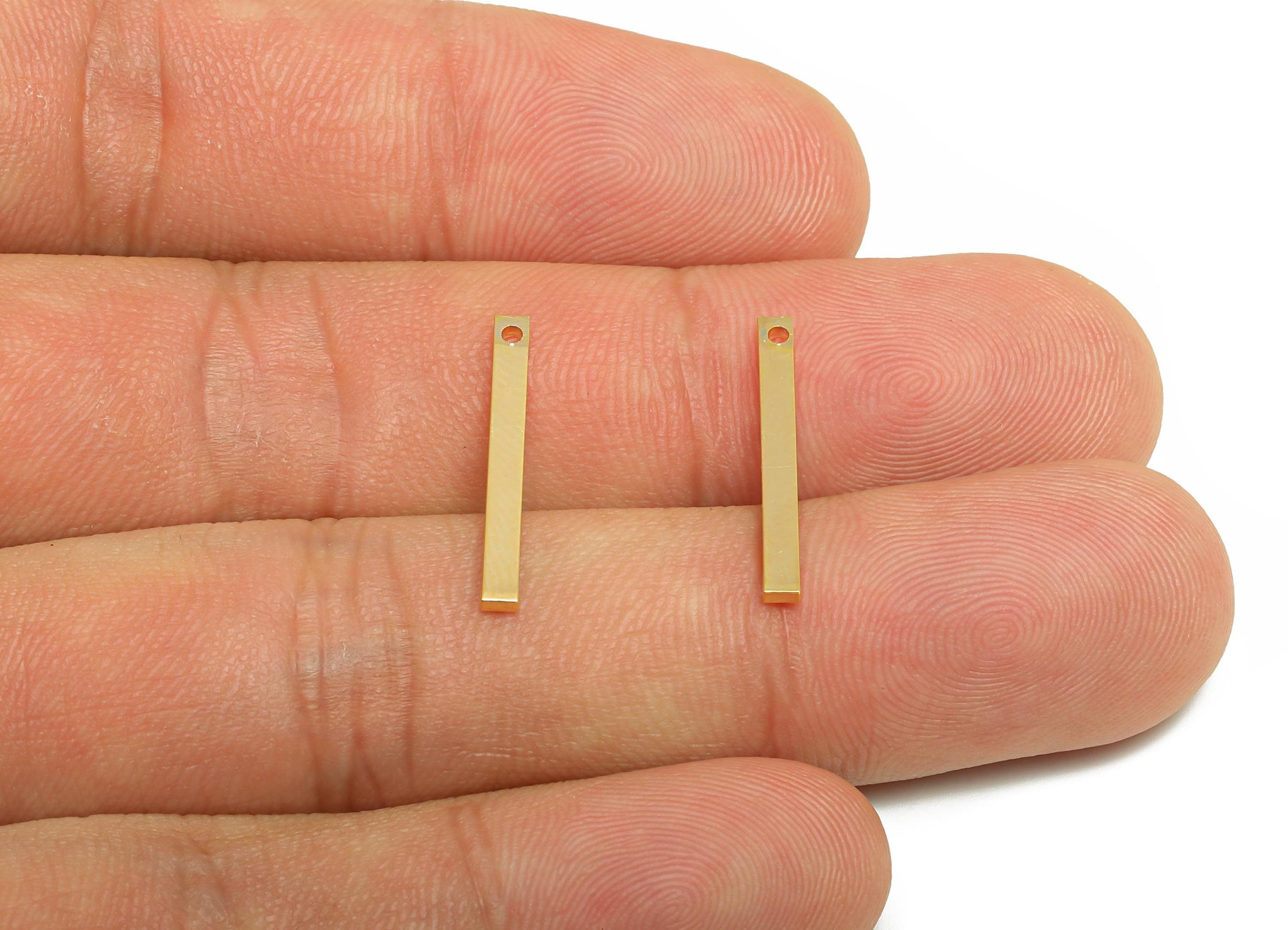 2*1*20mm Rectangle Earring Charm - Brass Minimalist Gold Slim Bar Pendant - Necklace Charm - Gold Jewelry - 18K Real Gold Plated - RGP10147 - DOMEDBAZAAR