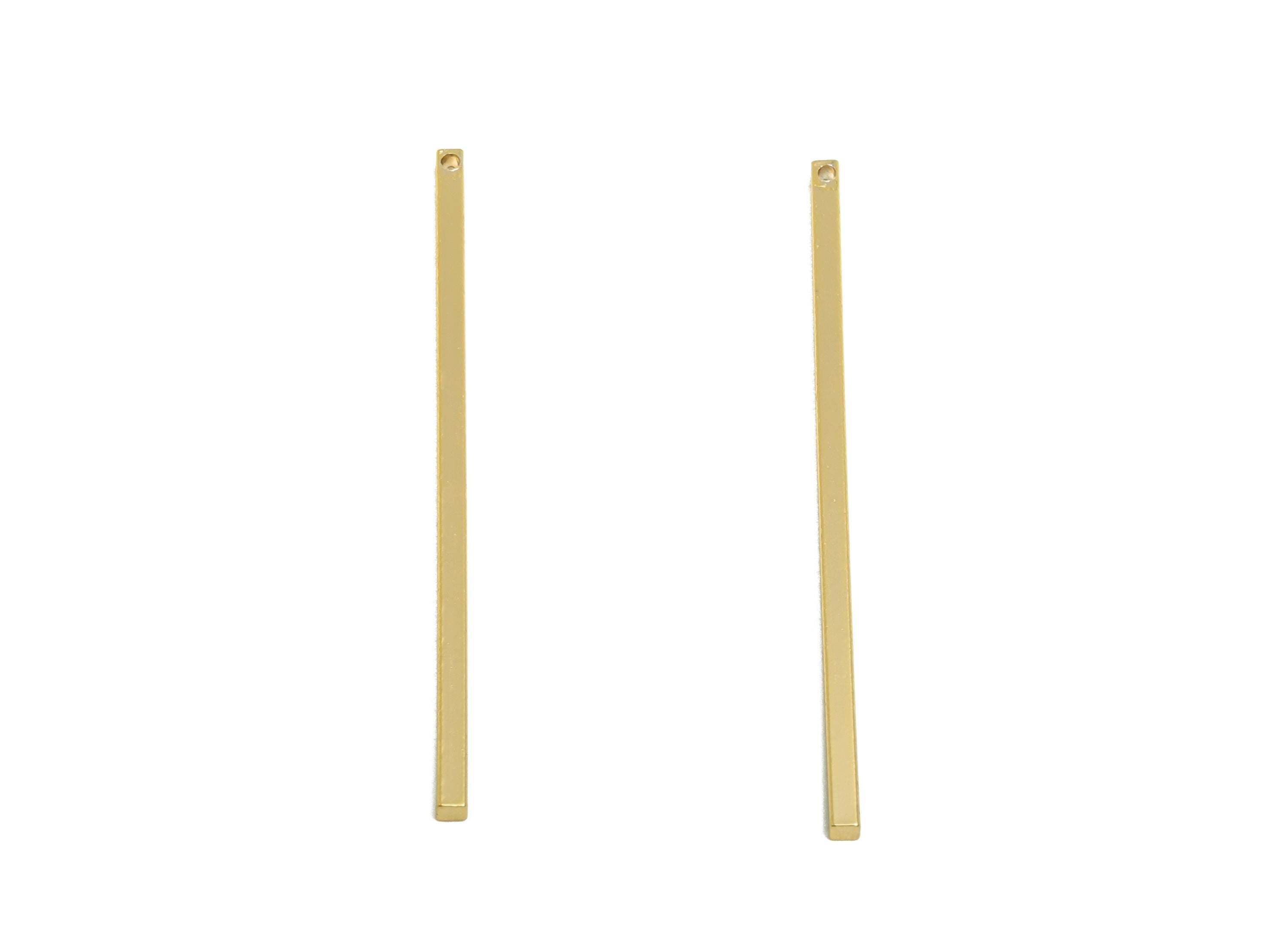 40*1.5mm Rectangle Earring Charm - Brass Minimalist Gold Slim Bar Pendant - Necklace Charm - Gold Jewelry - 18K Real Gold Plated - RGP10158 - DOMEDBAZAAR
