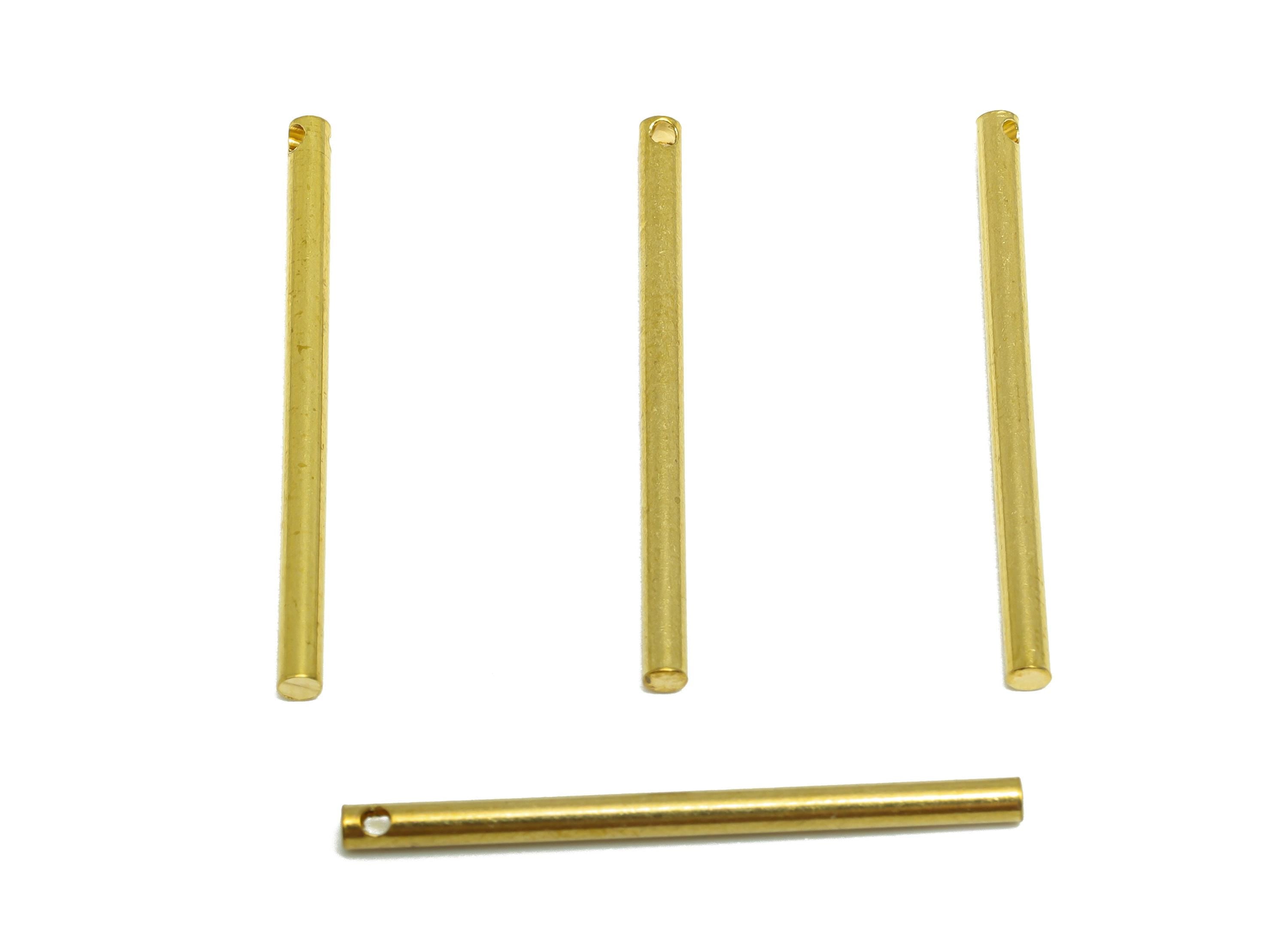 Brass Stick Earring Charm - Raw Brass Bar Earring Charm - Straight Cylinder Charm - Precision Metal Rod - Crafting - 30x2x2mm - PP10890 - DOMEDBAZAAR