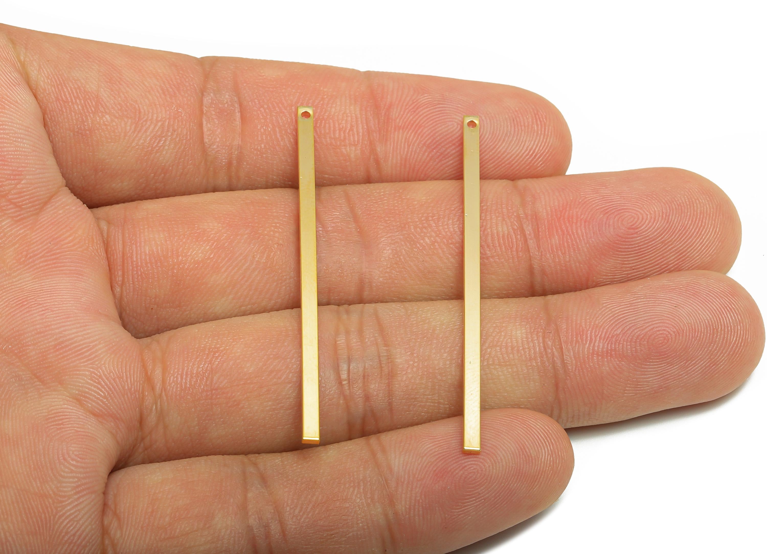 2*1*50mm Rectangle Earring Charm - Brass Minimalist Gold Slim Bar Pendant - Necklace Charm - Gold Jewelry - 18K Real Gold Plated - RGP10151 - DOMEDBAZAAR