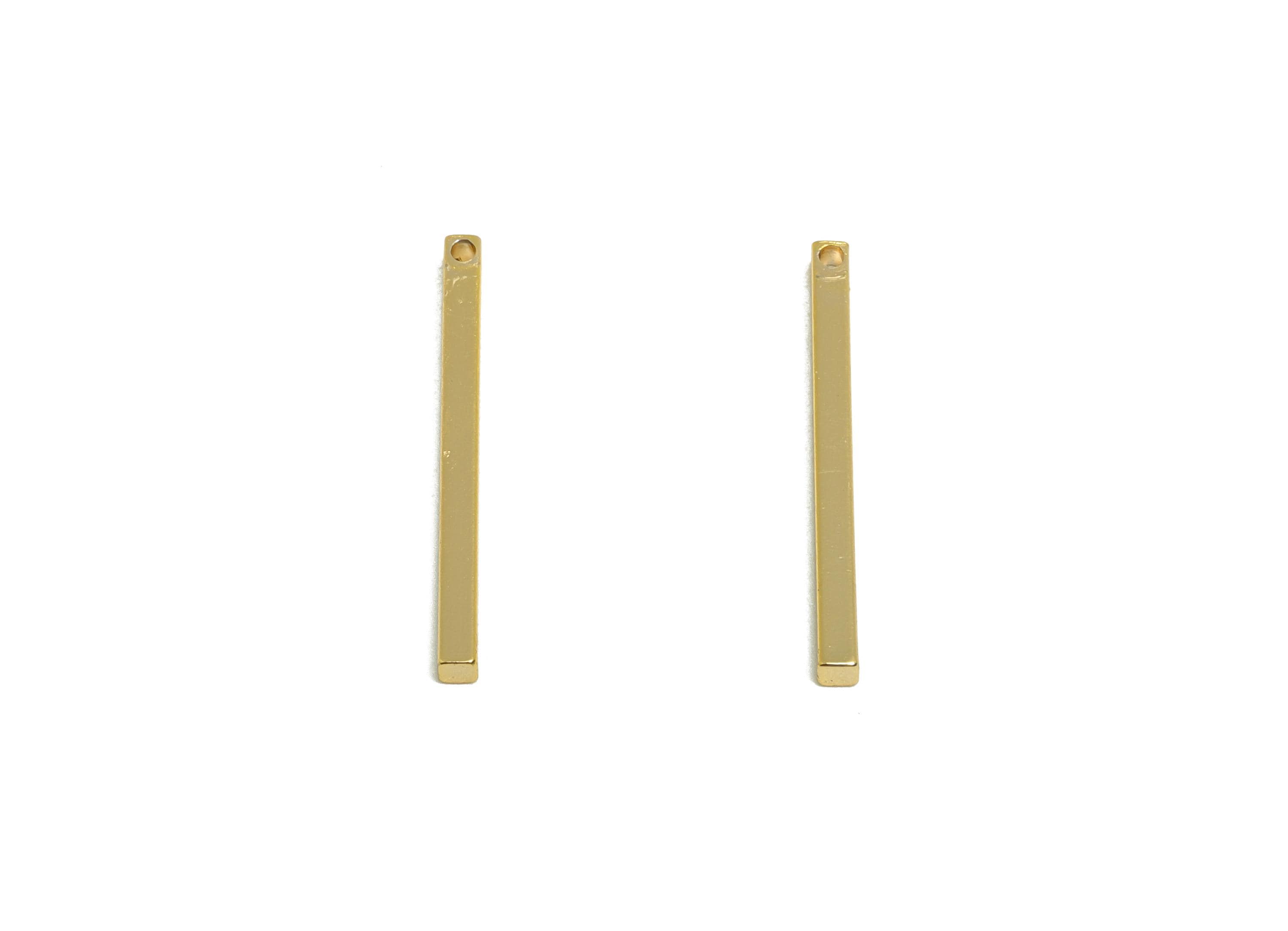 2*1*15mm Rectangle Earring Charm - Brass Minimalist Gold Slim Bar Pendant - Necklace Charm - Gold Jewelry - 18K Real Gold Plated - RGP10155 - DOMEDBAZAAR