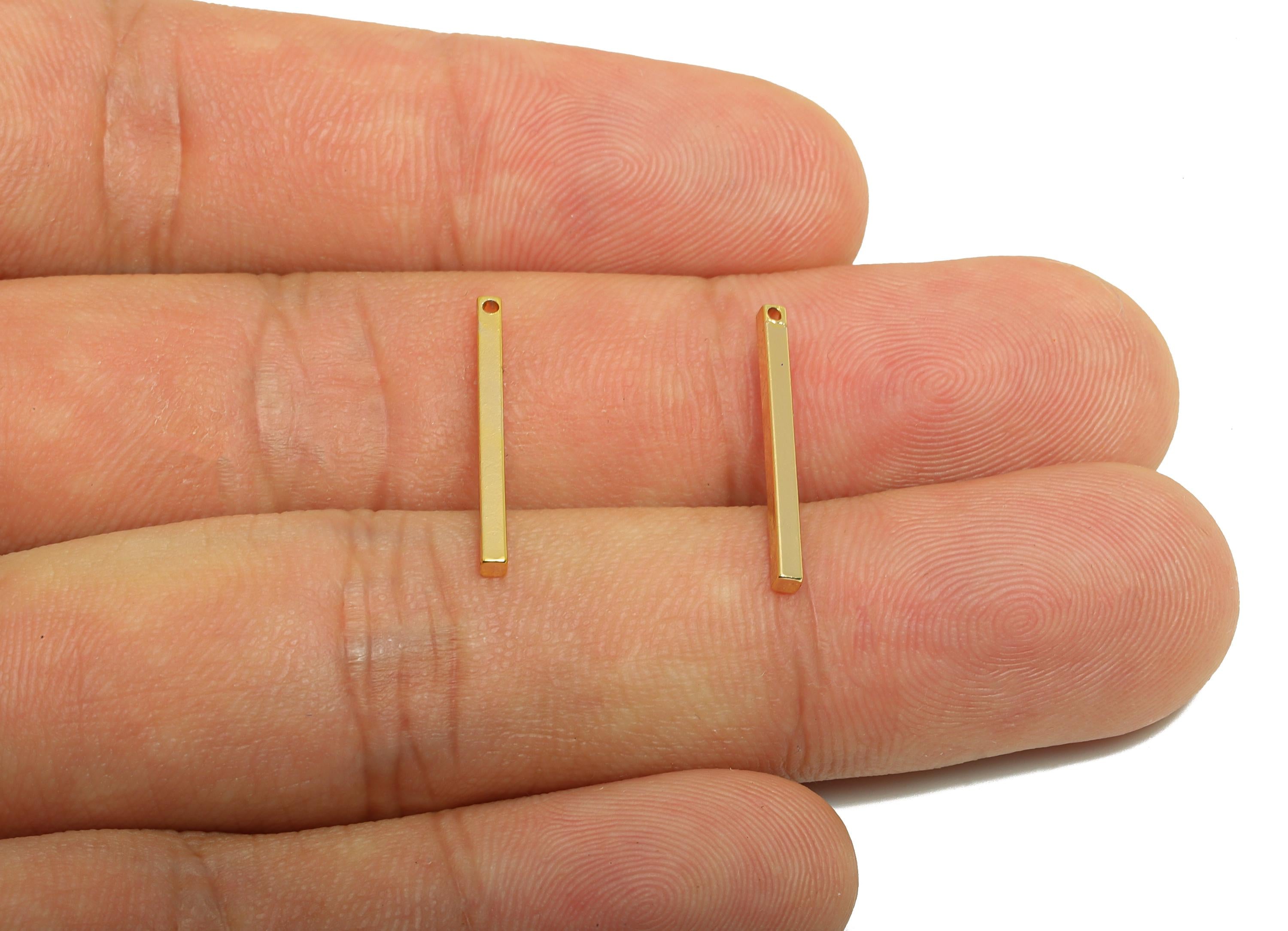 2*1*15mm Rectangle Earring Charm - Brass Minimalist Gold Slim Bar Pendant - Necklace Charm - Gold Jewelry - 18K Real Gold Plated - RGP10155 - DOMEDBAZAAR
