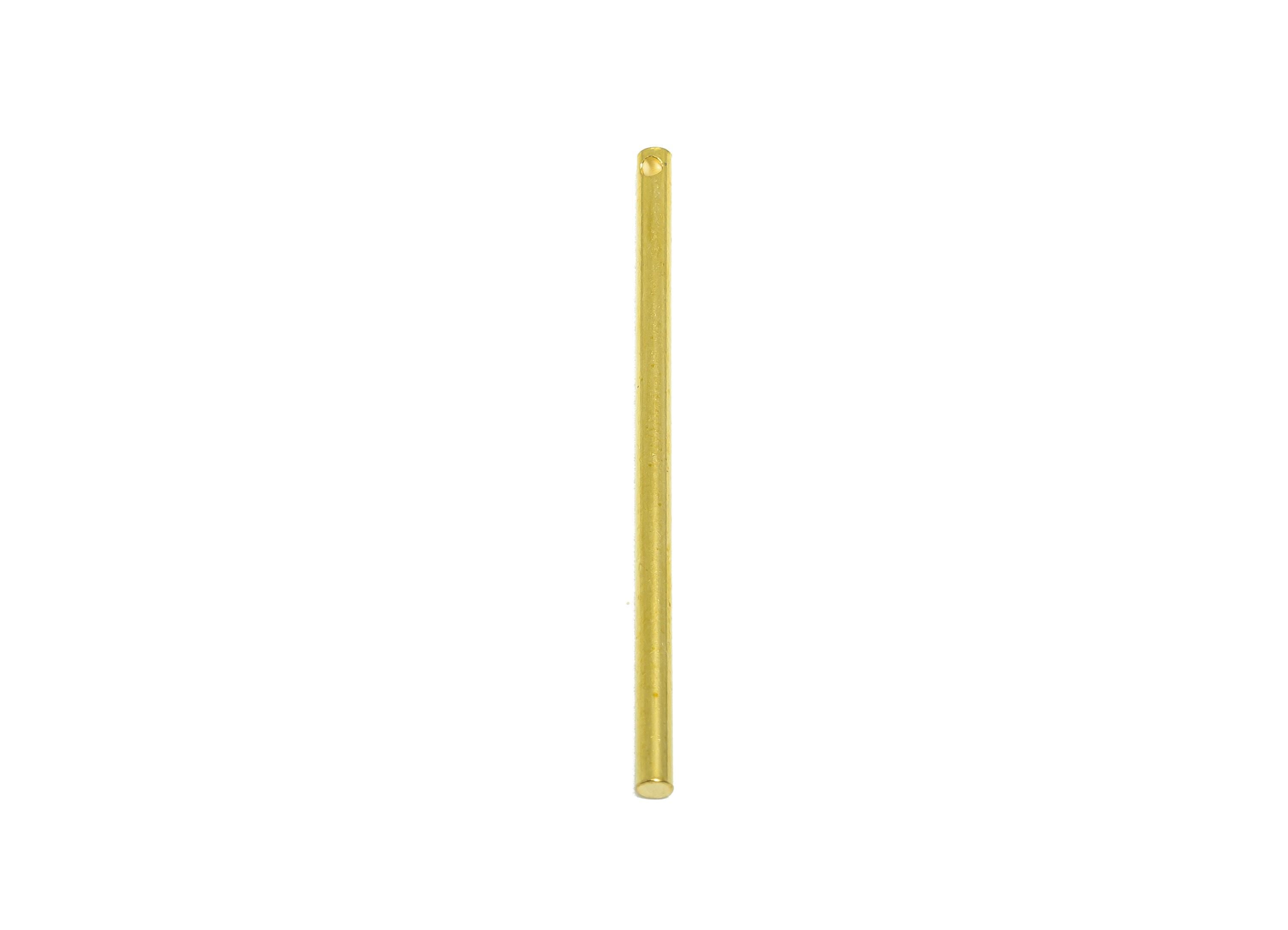 2.0*40mm Stick Earring Charm - Brass Minimalist  Solid Cylinder - Bar Necklace Charms - Crafting Charm - Precision Metal Rod - PP10892 - DOMEDBAZAAR