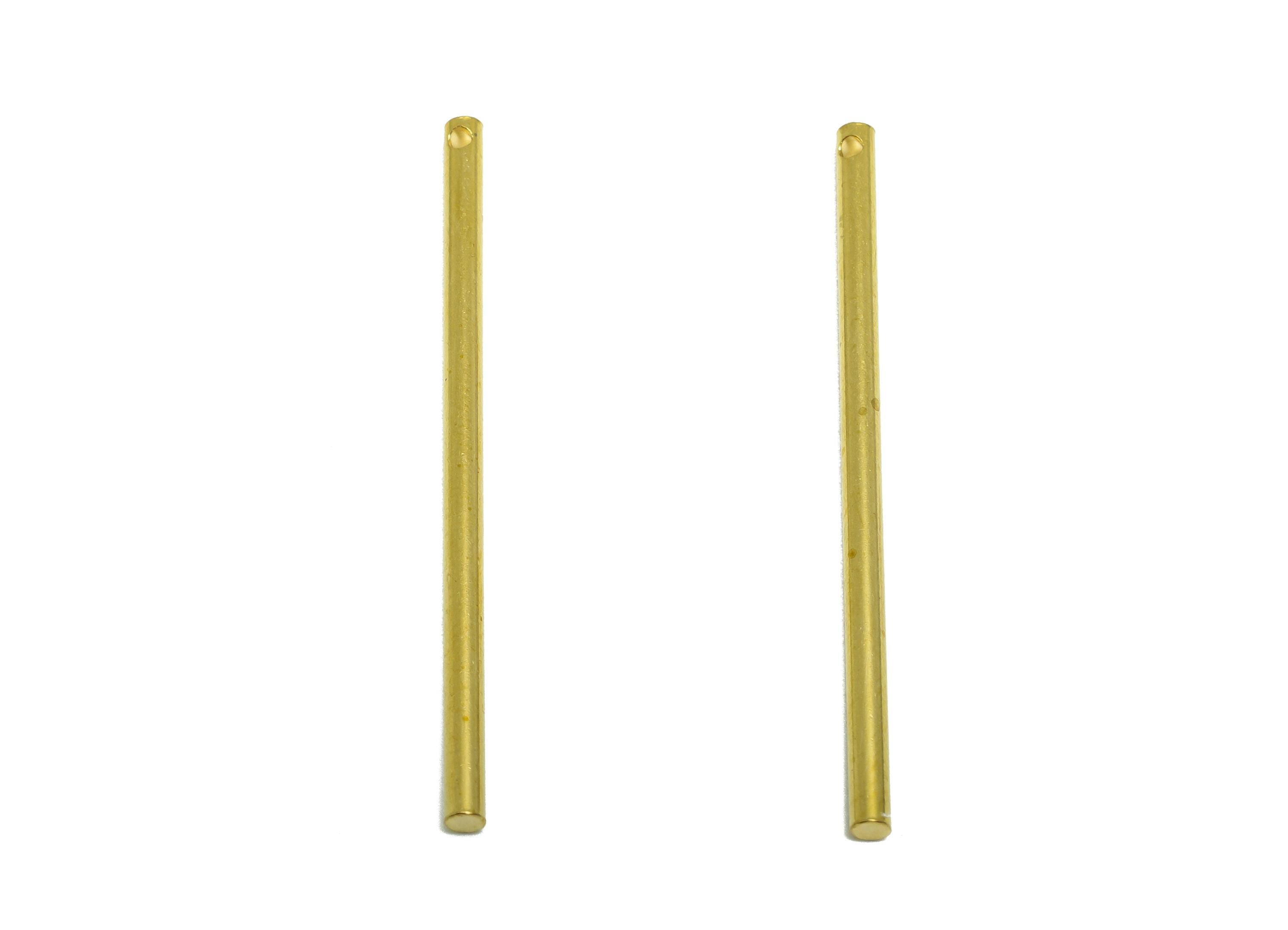 2.0*40mm Stick Earring Charm - Brass Minimalist  Solid Cylinder - Bar Necklace Charms - Crafting Charm - Precision Metal Rod - PP10892 - DOMEDBAZAAR