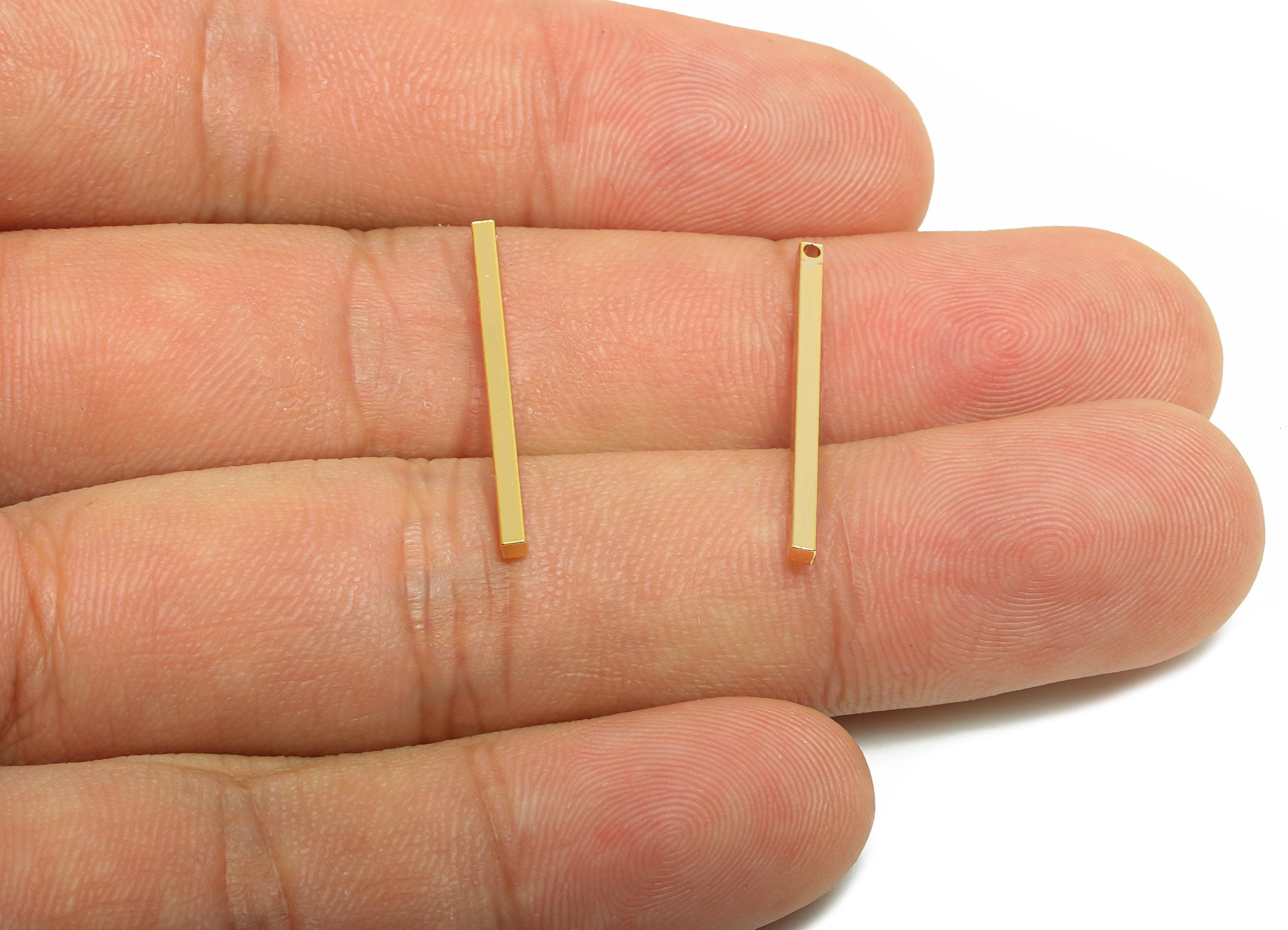 1.5*25mm Rectangle Earring Charm - Brass Minimalist Gold Slim Bar Pendant - Necklace Charm - Gold Jewelry - 18K Real Gold Plated - RGP10156 - DOMEDBAZAAR