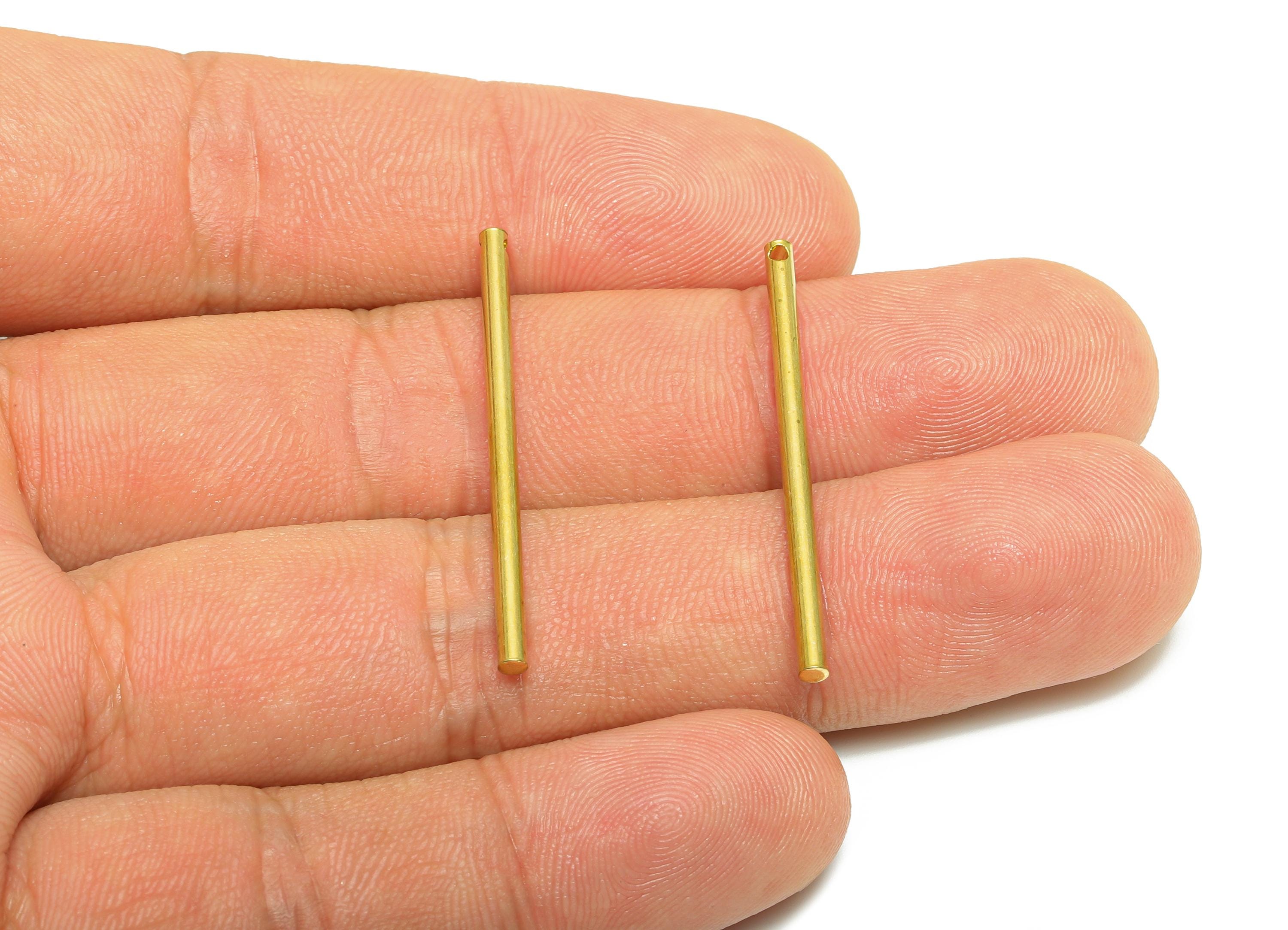 2.0*35mm Stick Earring Charm - Raw Brass Minimalist Bar Pendant - Bar Necklace Charms - Crafting Supplies - Straight Cylinder - PP10891 - DOMEDBAZAAR