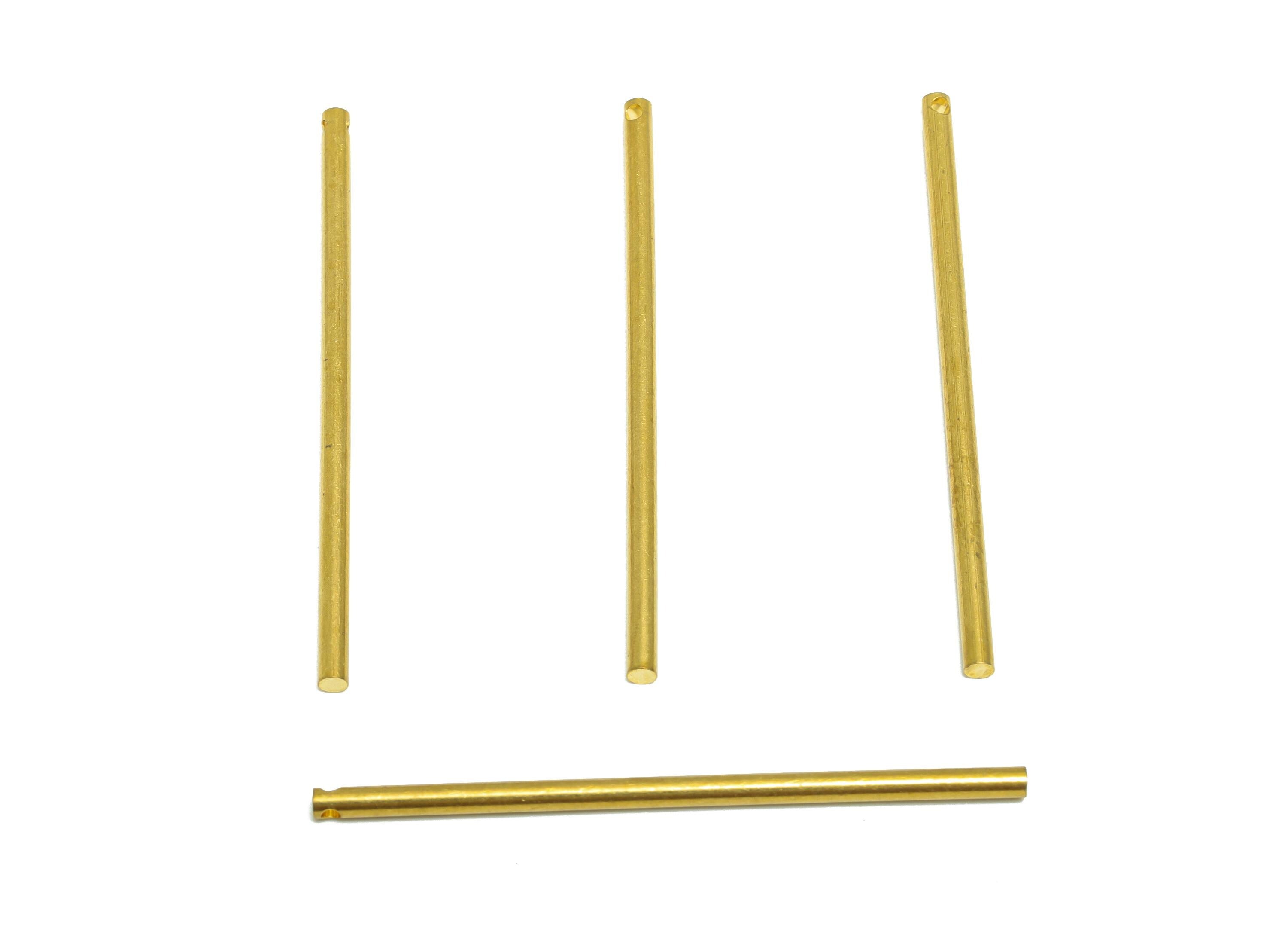 Brass Stick Earring Charm - Brass Bar Earring Charm - Solid Brass Shaft - Smooth Cylindrical Solid Rod with End Hole - 45x2x2mm - PP10893 - DOMEDBAZAAR