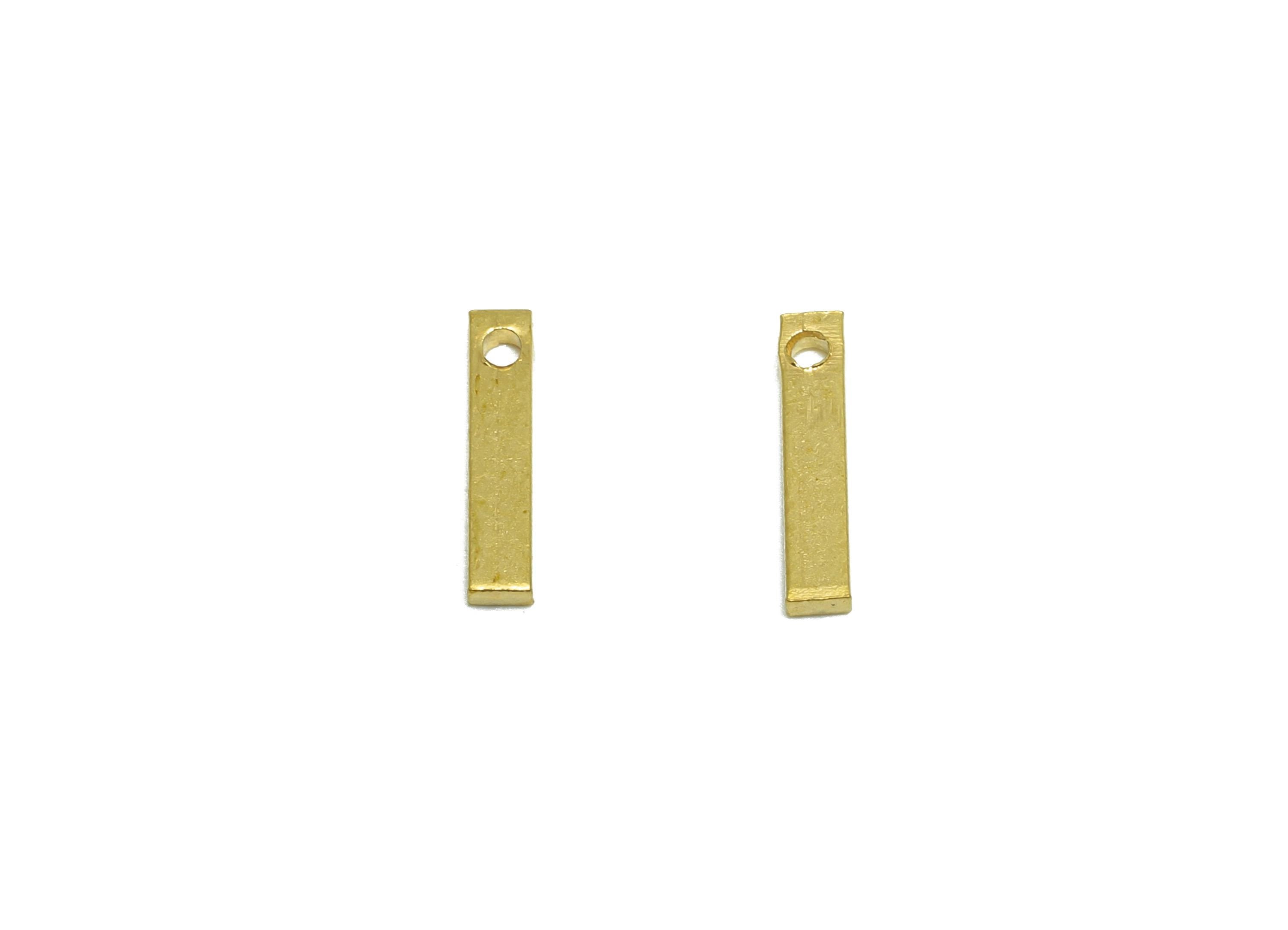 2*1*20mm Rectangle Earring Charm - Raw Brass Minimalist Slim Pendant - Solid Brass Flat Bar With Hole - Crafting Metal Flat Bar - PP10856 - DOMEDBAZAAR