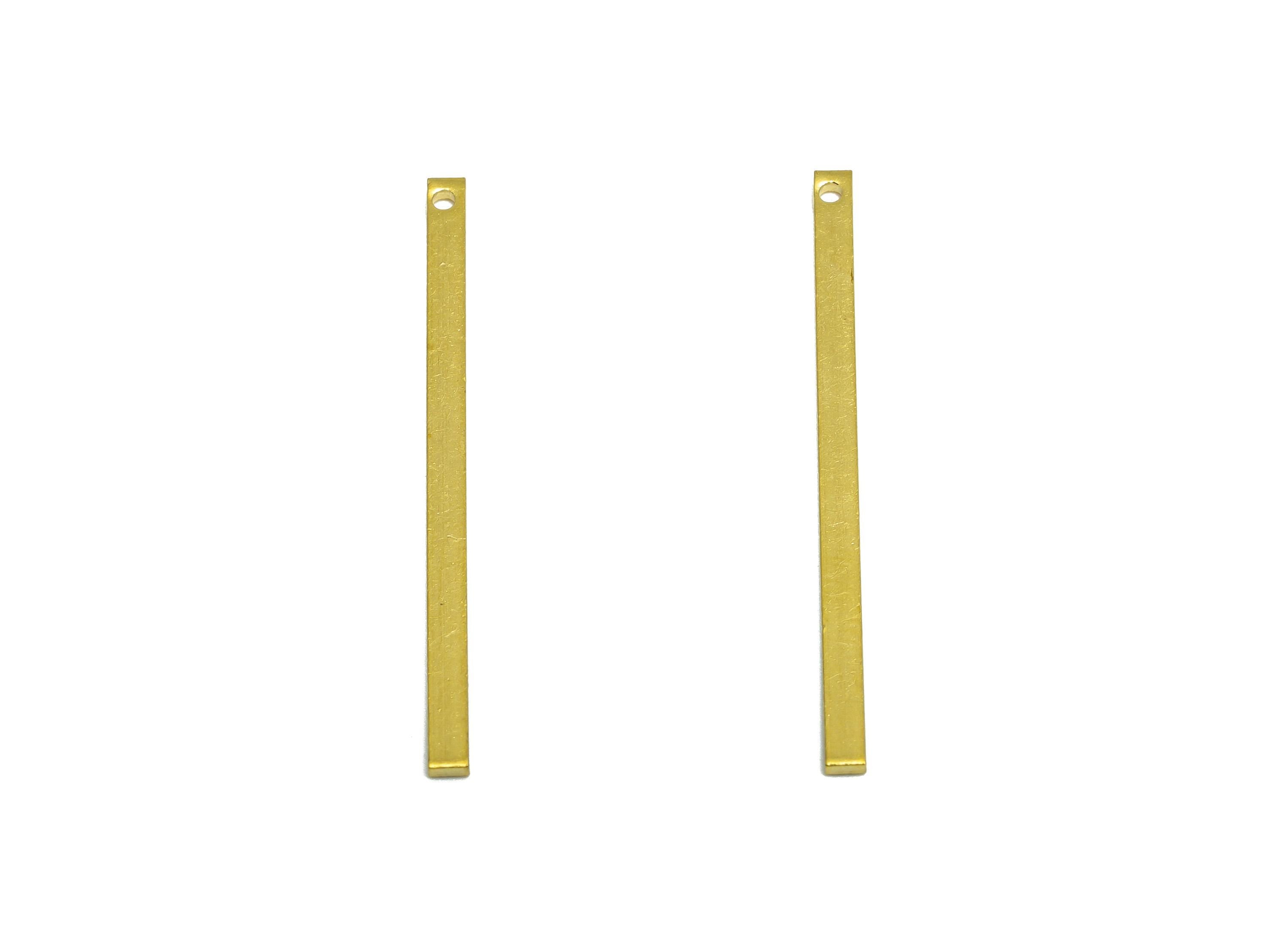 2*1*35mm Rectangle Earring Charm - Brass Minimalist Bar Pendant - Solid Brass Flat Bar - Crafting Metal - Flat Brass Metal Piece - PP10863 - DOMEDBAZAAR