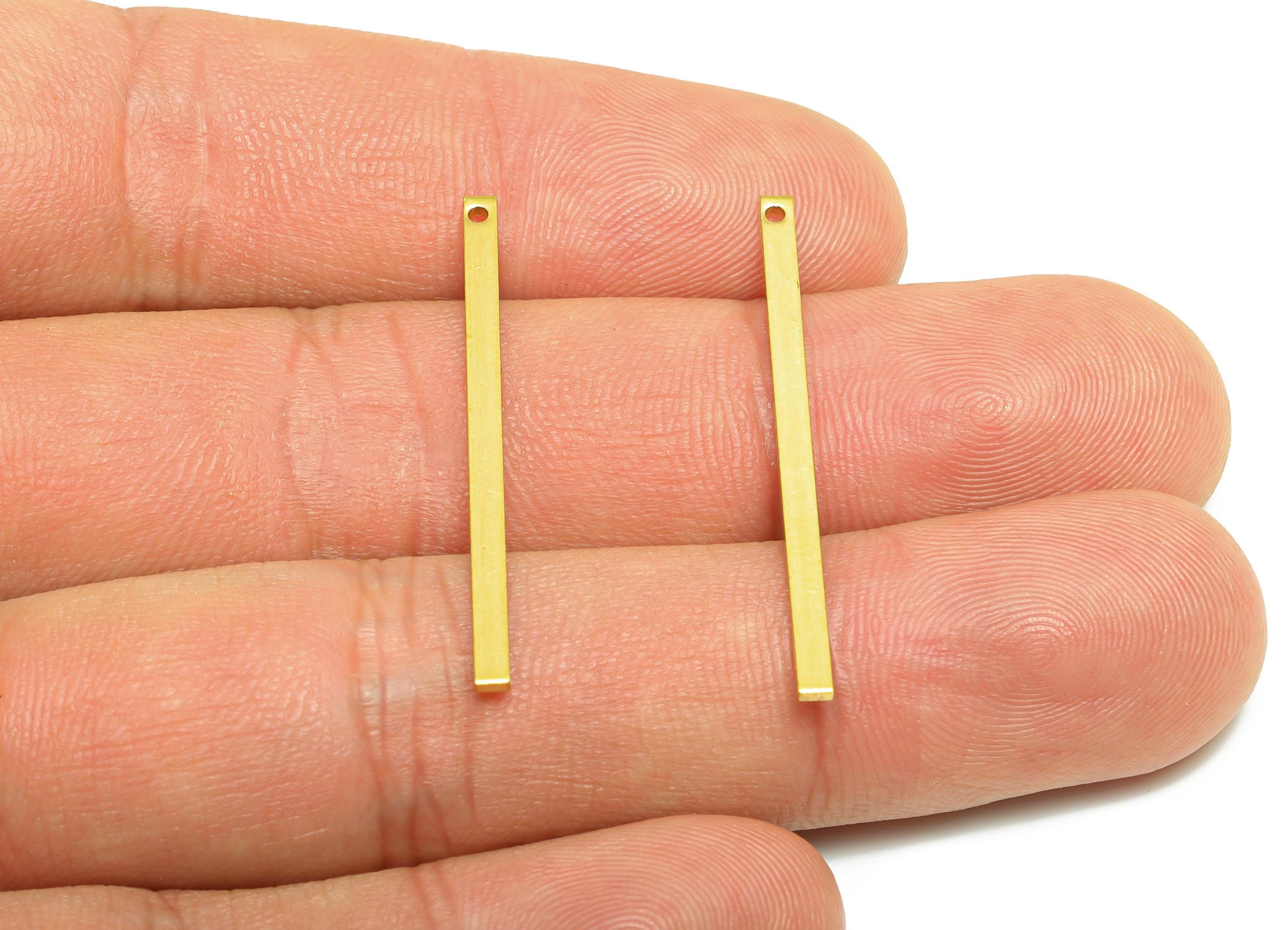 2*1*35mm Rectangle Earring Charm - Brass Minimalist Bar Pendant - Solid Brass Flat Bar - Crafting Metal - Flat Brass Metal Piece - PP10863 - DOMEDBAZAAR
