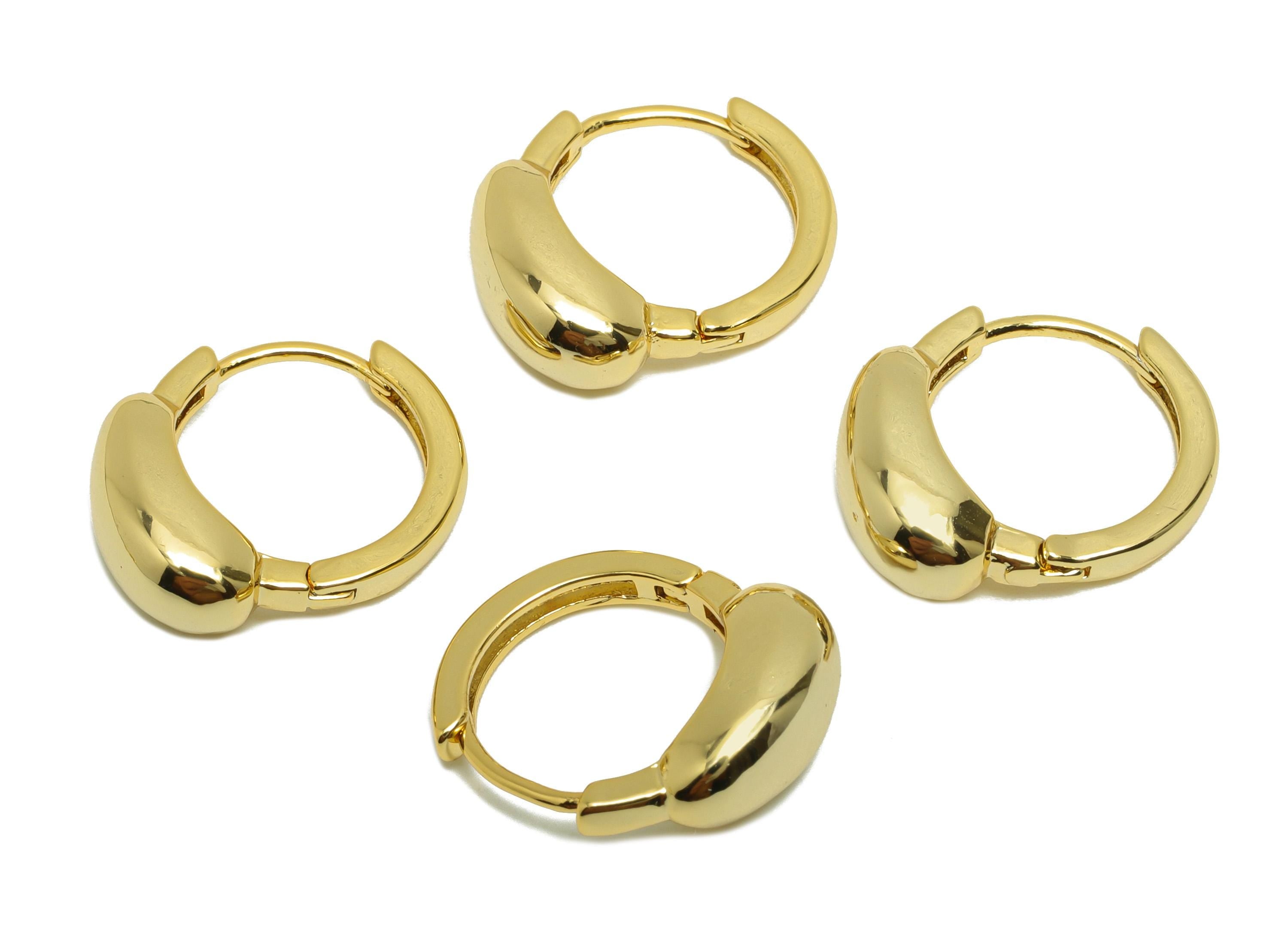 Brass Thick Hoop Earring - Gold Huggie Hoop Earring for Girl&#39;s - Circle Daily Wear Earring - 18K Real Gold Plating -18.5x15.6x6.2mm- RGP8811 - DOMEDBAZAAR