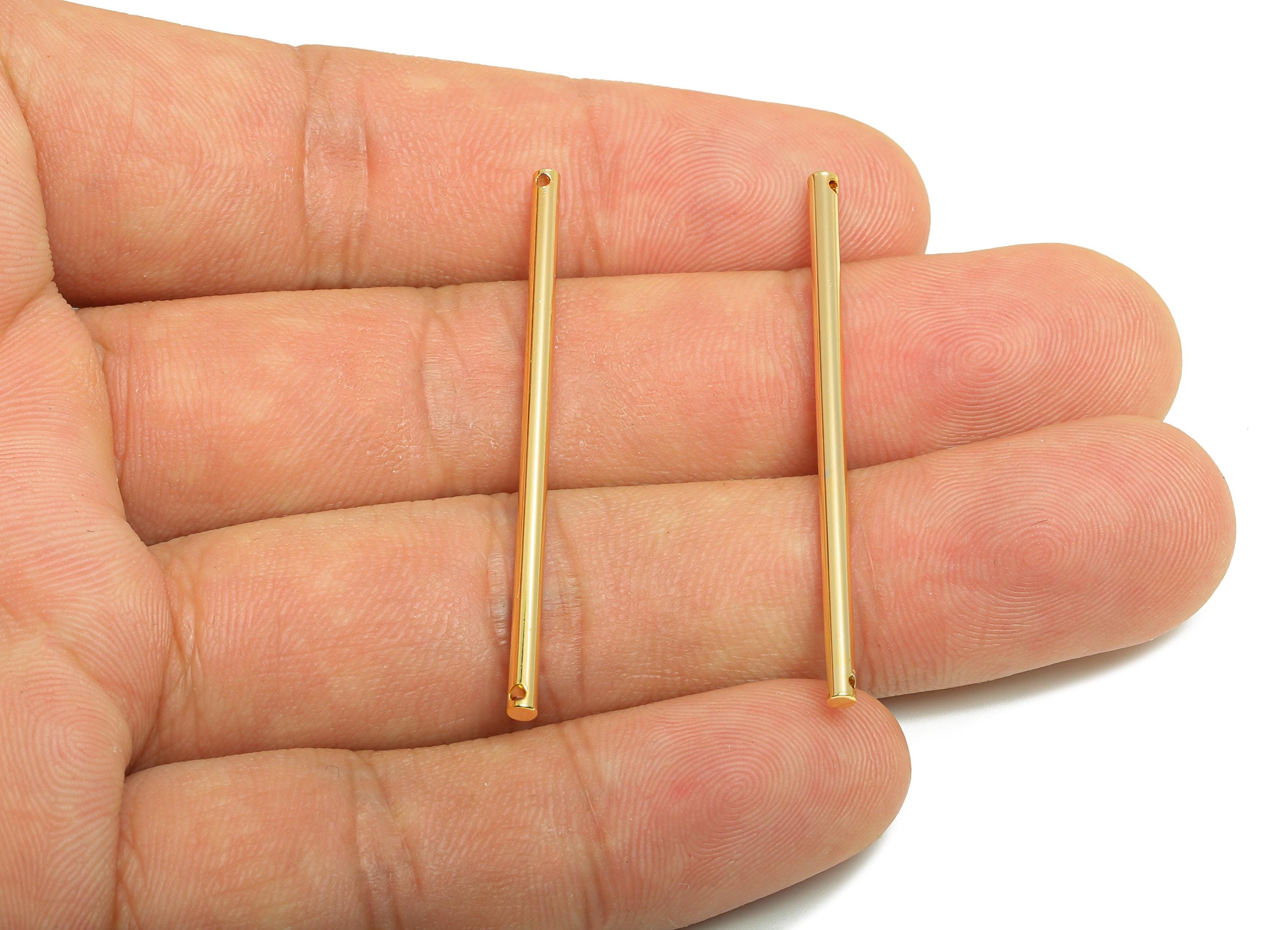 2.0*45mm Gold Bar Earring Connector - Brass Minimalist Bar Pendant - Vertical Stick Design - Gold Jewelry - 18K Real Gold Plated - RGP10172 - DOMEDBAZAAR