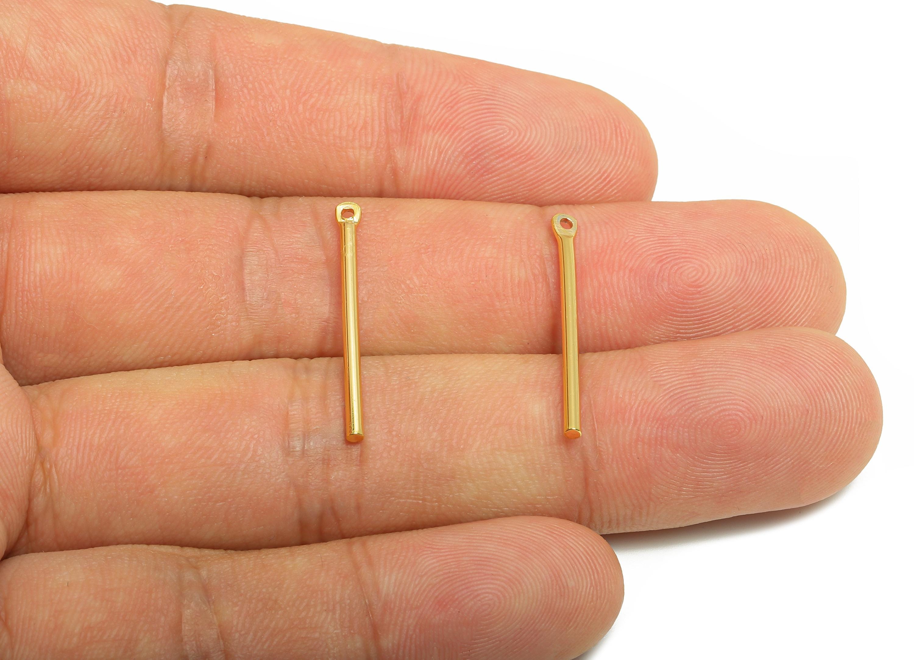 1.5*25mm Gold Bar Earring Charm - Brass Stick Charm For DIY Craft Jewelry - Gold Jewelry  Making Tools - 18K Real Gold Plating - RGP10202 - DOMEDBAZAAR