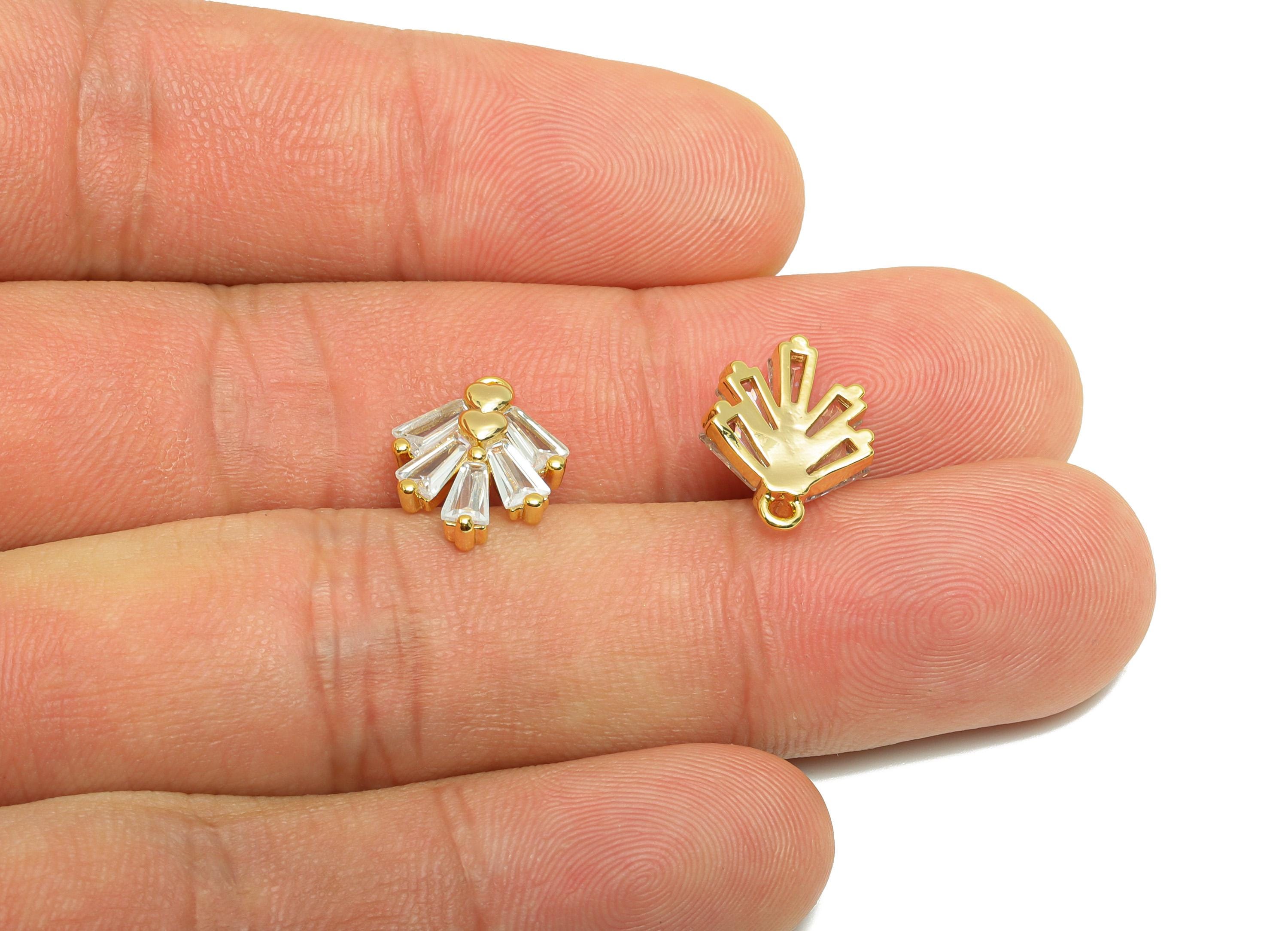 Brass Fringe Charm - Gold Tree Earring Charm for Necklace - Cubic Zircon Fringe Pendant - 18K Real Gold Plating - 14.02x11x3.08mm - RGP8854 - DOMEDBAZAAR