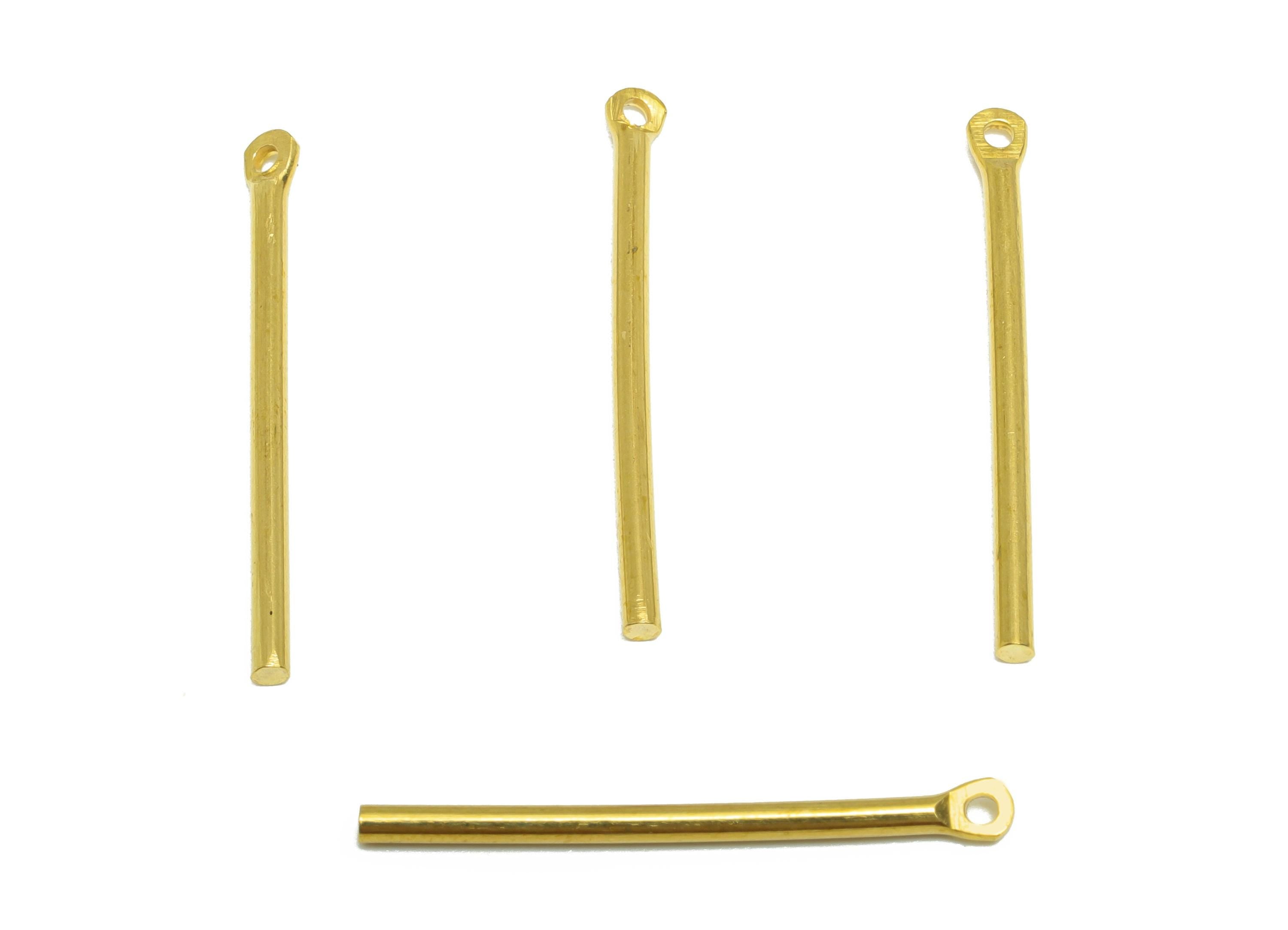 1.5*25mm Stick Earring Charm - Raw Brass Metal Rod with Loop End - Solid Brass Eye Pin - Eye Pin for Jewelry and Crafting - PP10913 - DOMEDBAZAAR