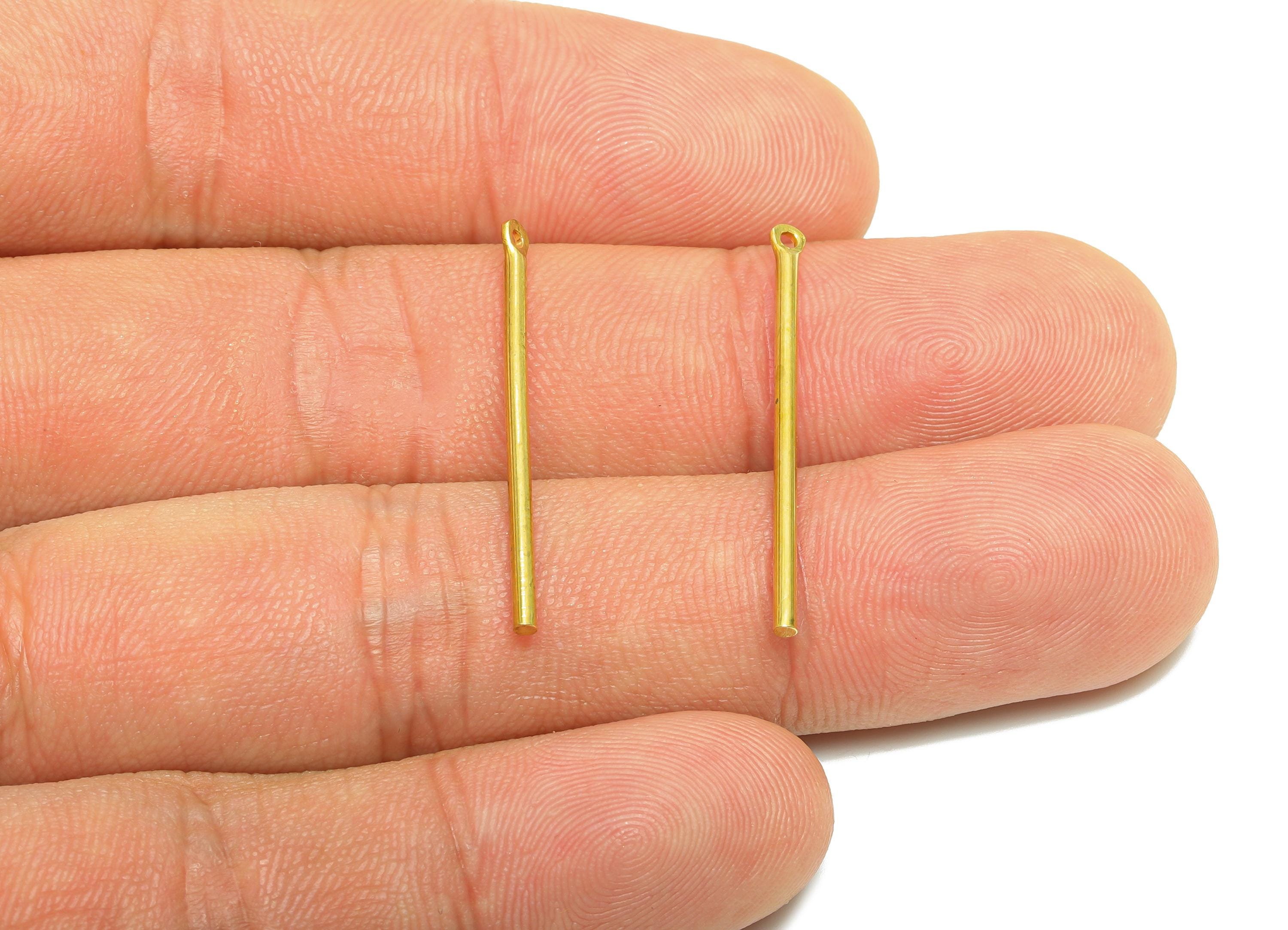 1.5*30mm Stick Earring Charm - Raw Brass Metal Rod with Loop End - Solid Brass Eye Pin - Eye Pin for Jewelry and Crafting - PP10914 - DOMEDBAZAAR