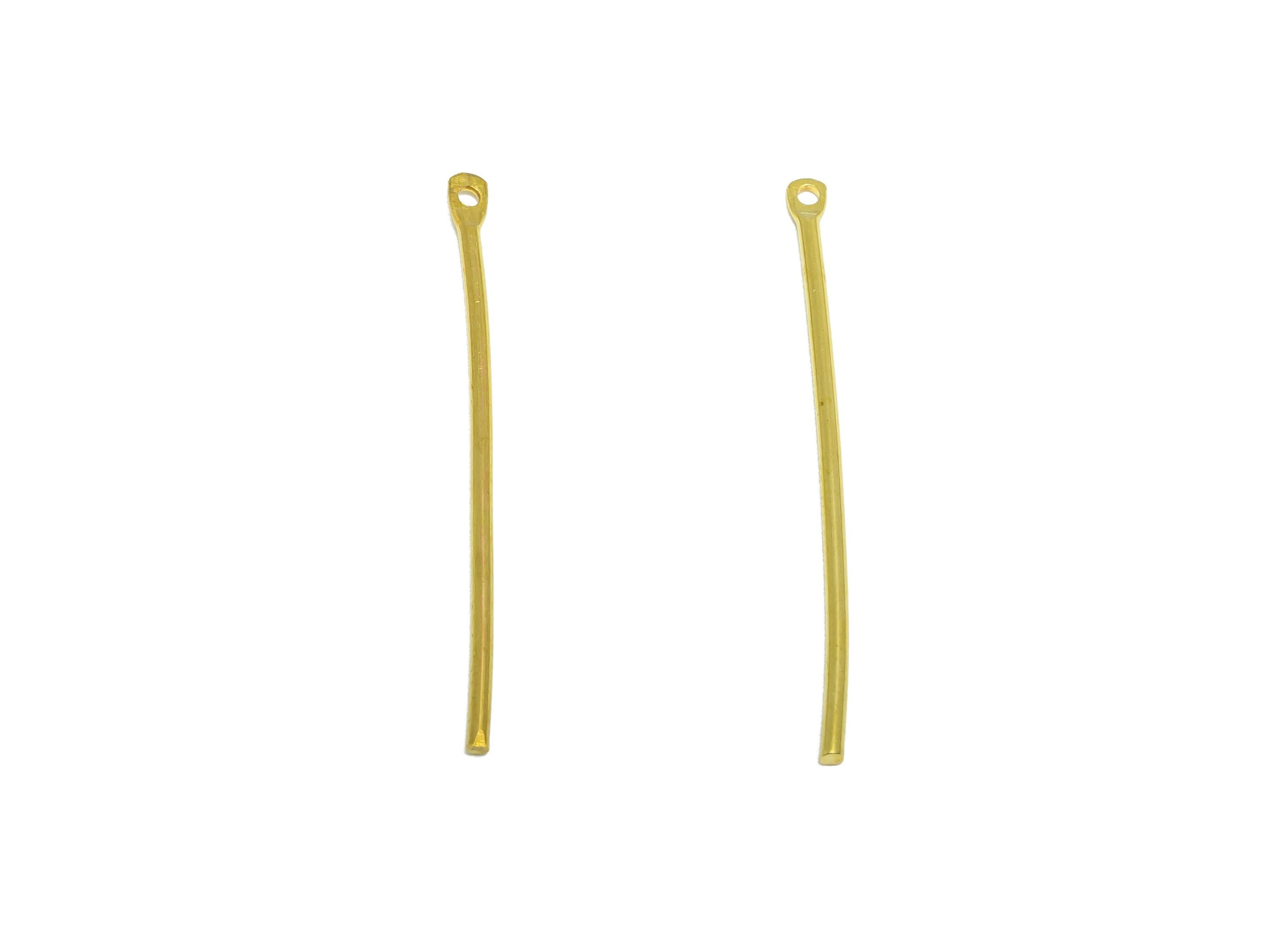 1.2*35mm Stick Earring Charm - Raw Brass Metal Rod with Loop End - Solid Brass Eye Pin - Eye Pin for Jewelry and Crafting - PP10917 - DOMEDBAZAAR
