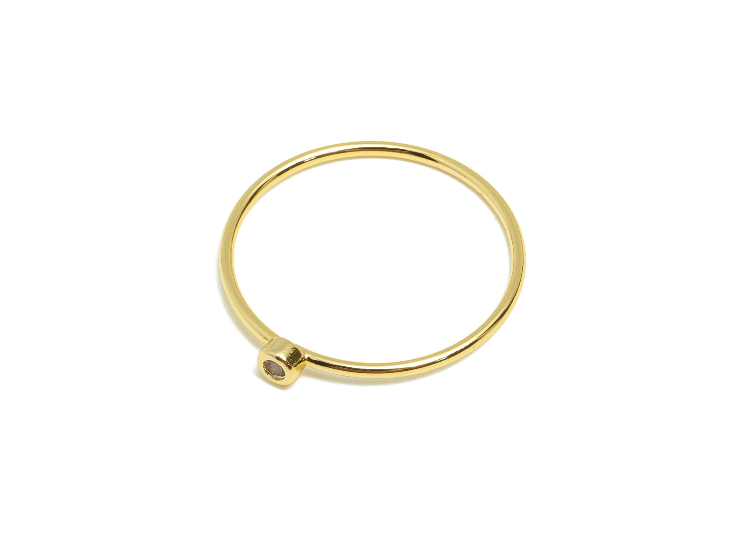 Brass Closed Zircon Ring - Gold Minimalist Thin Hoop Ring for Women - Pink Circle Ring - 18K Real Gold Plating - 19.2x17.8x2.8mm- RGP9102A - DOMEDBAZAAR