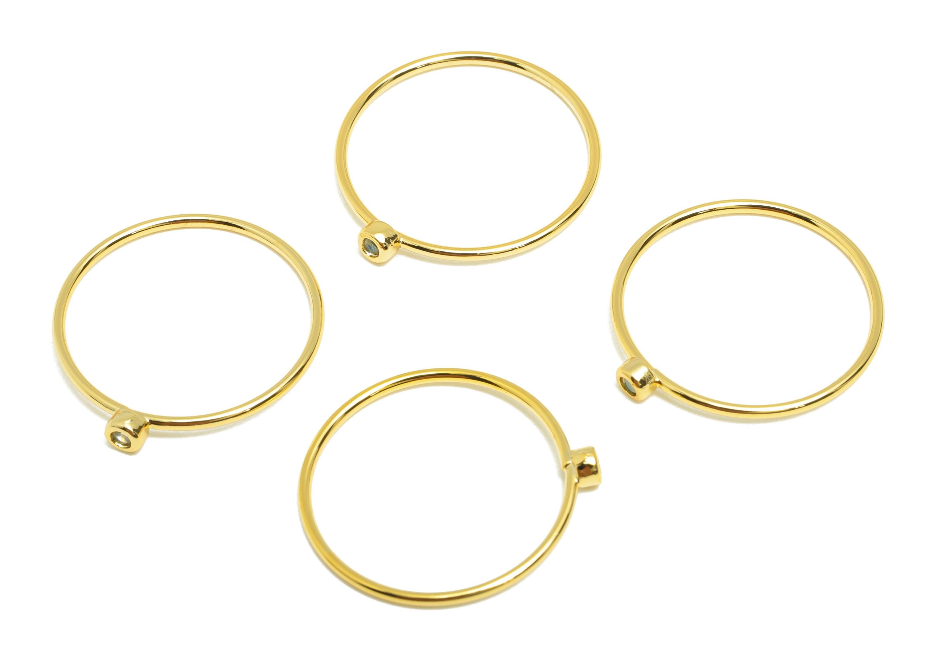 Brass Closed Zircon Ring - Gold Minimalist Hoop Ring for Women - Deep Yellow Circle Ring - 18K Real Gold Plating - 19.3x17.7x2.6mm- RGP9102B - DOMEDBAZAAR