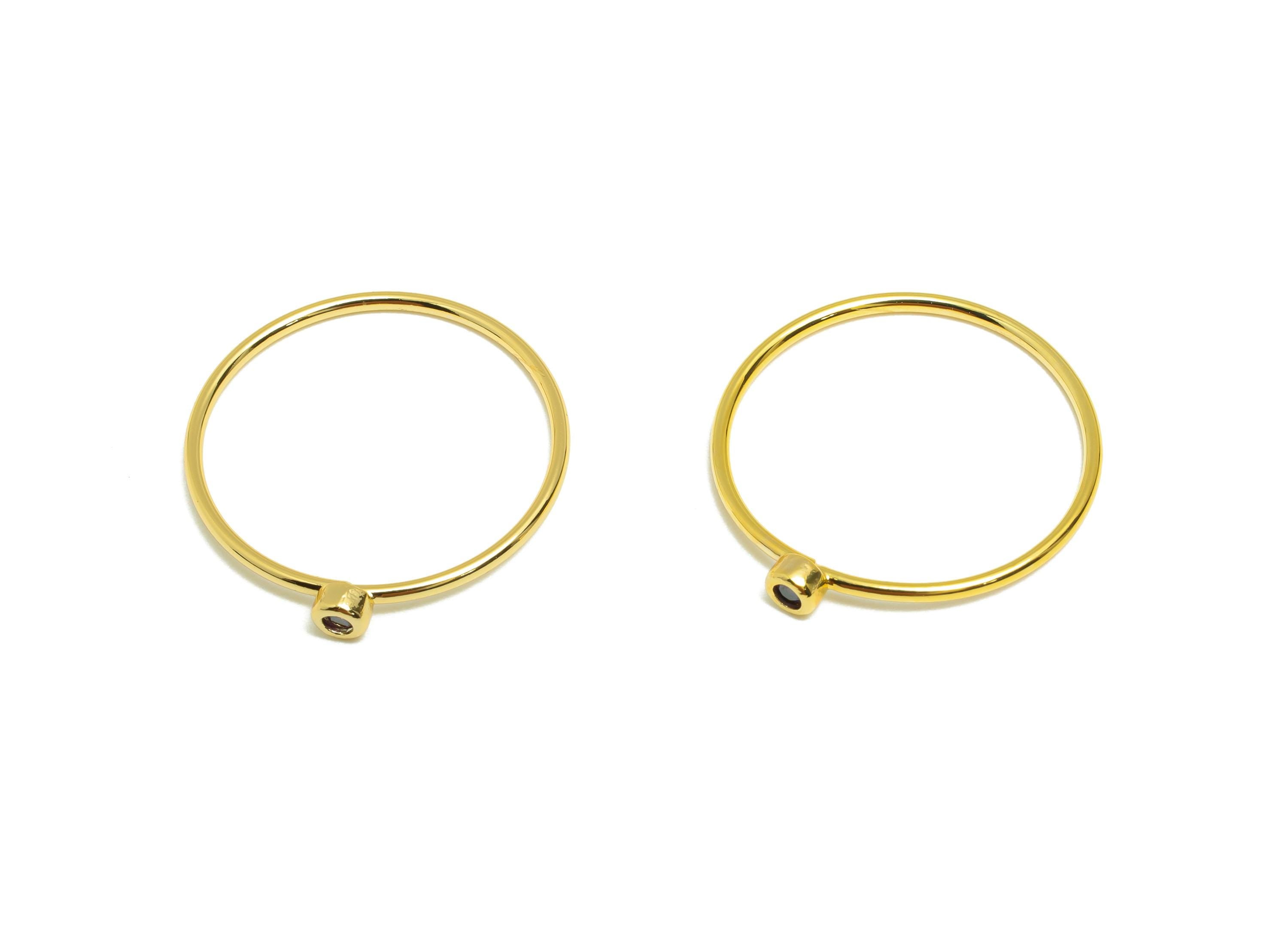 Brass Closed Zircon Ring - Gold Minimalist Thin Hoop Ring for Women - Purple Circle Ring - 18K Real Gold Plating - 19.3x17.8x2.7mm- RGP9102C - DOMEDBAZAAR