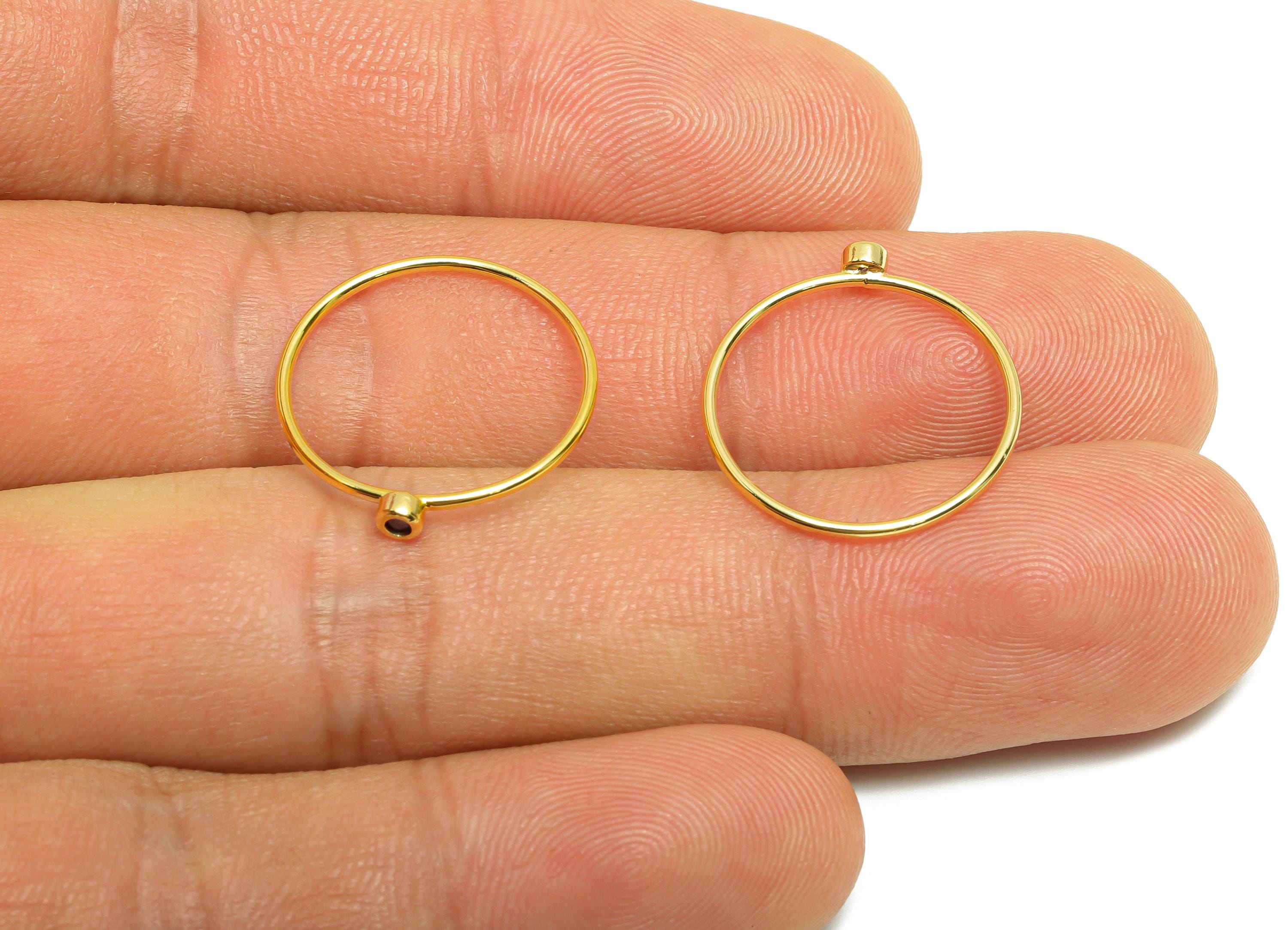 Brass Closed Zircon Ring - Gold Minimalist Thin Hoop Ring for Women - Purple Circle Ring - 18K Real Gold Plating - 19.3x17.8x2.7mm- RGP9102C - DOMEDBAZAAR