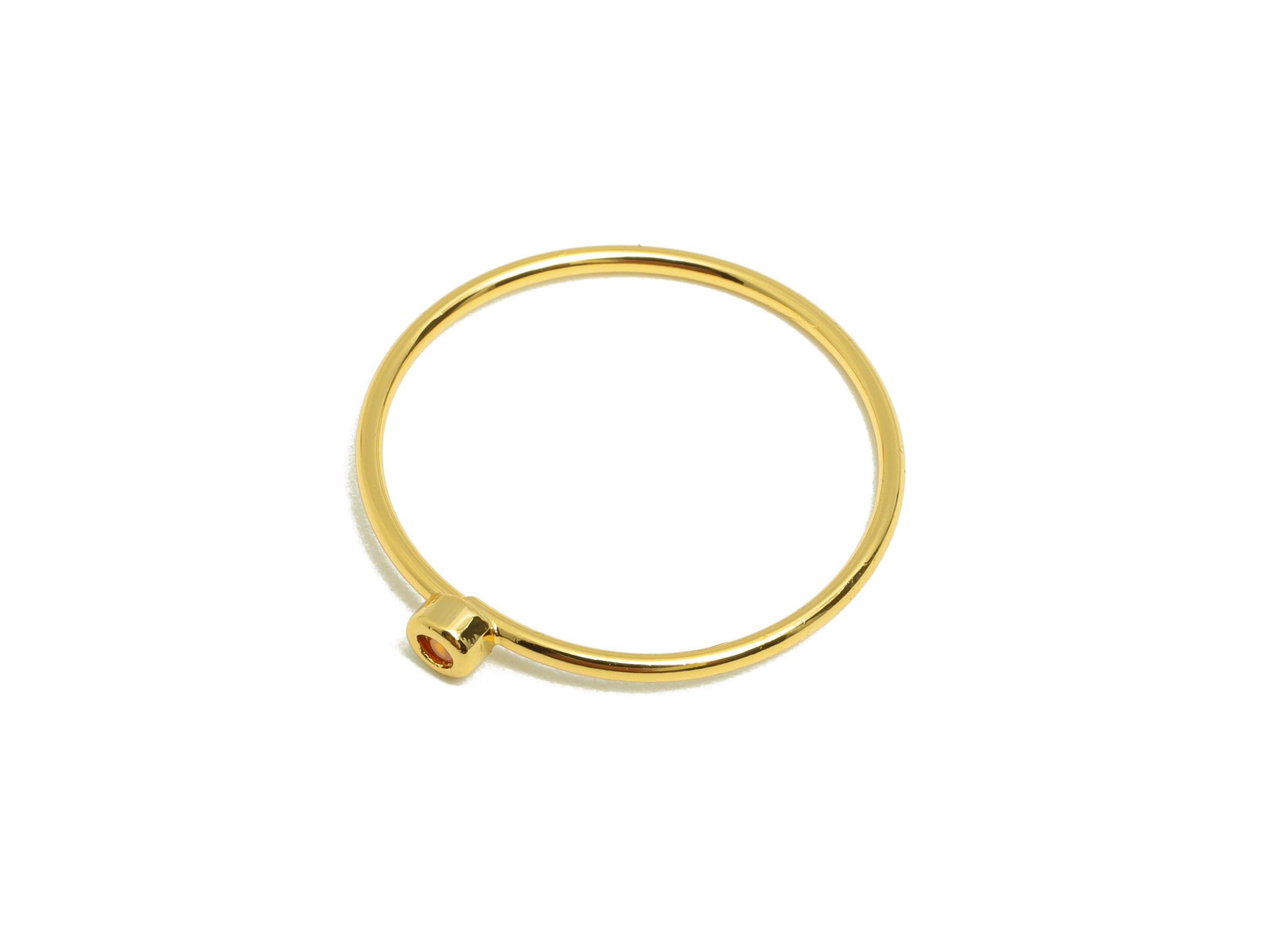 Brass Closed Zircon Ring - Gold Minimalist Hoop Ring for Women - Orange red Circle Ring - 18K Real Gold Plating -19.3x17.7mmx2.6mm- RGP9102E - DOMEDBAZAAR