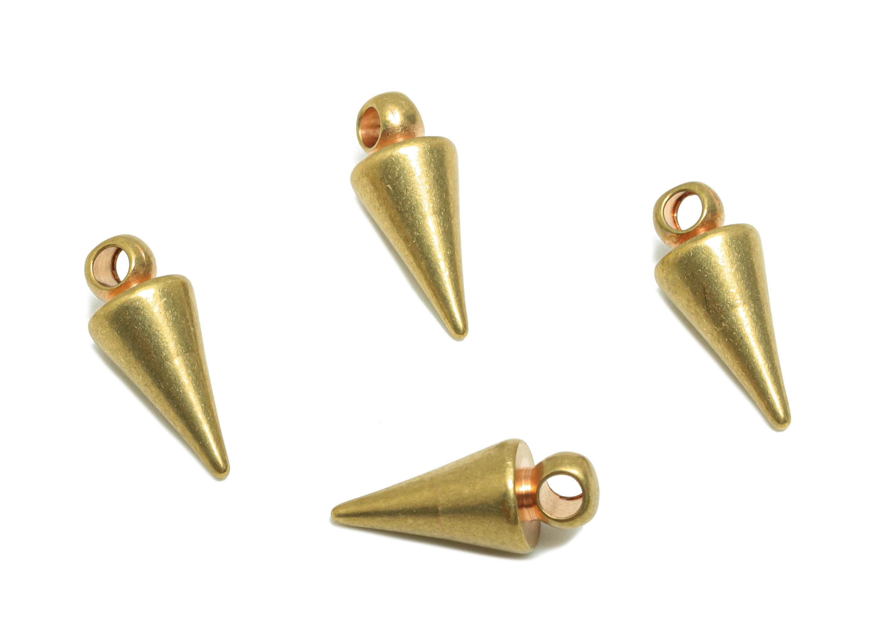 Brass Cone Earring Charm - Raw Brass Tapered Gold Earring Charm - Brass Pendant with Loop - Crafting Metal Charm - 11x4.5x4.5mm - PP10852 - DOMEDBAZAAR