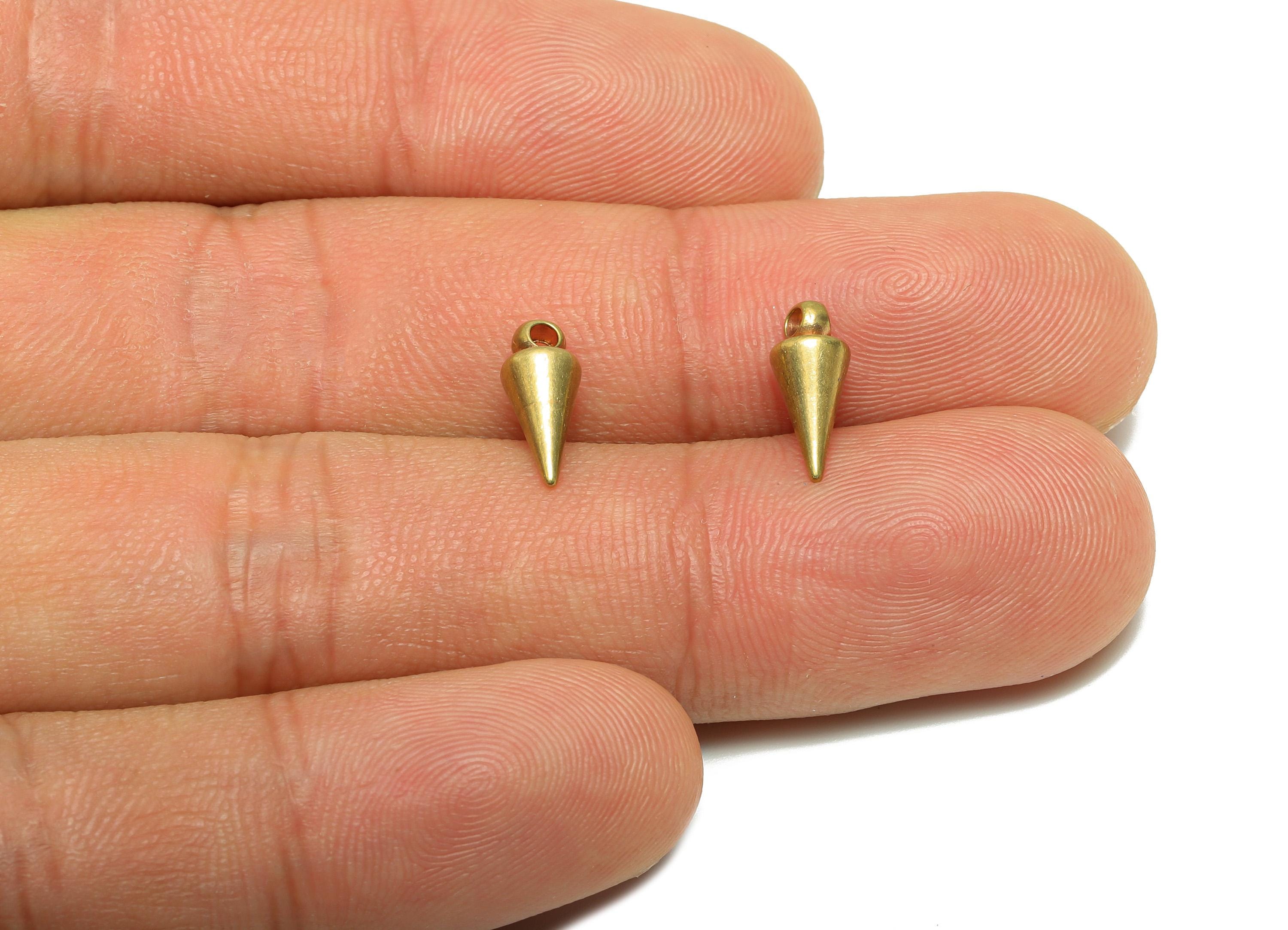 Brass Cone Earring Charm - Raw Brass Tapered Gold Earring Charm - Brass Pendant with Loop - Crafting Metal Charm - 11x4.5x4.5mm - PP10852 - DOMEDBAZAAR