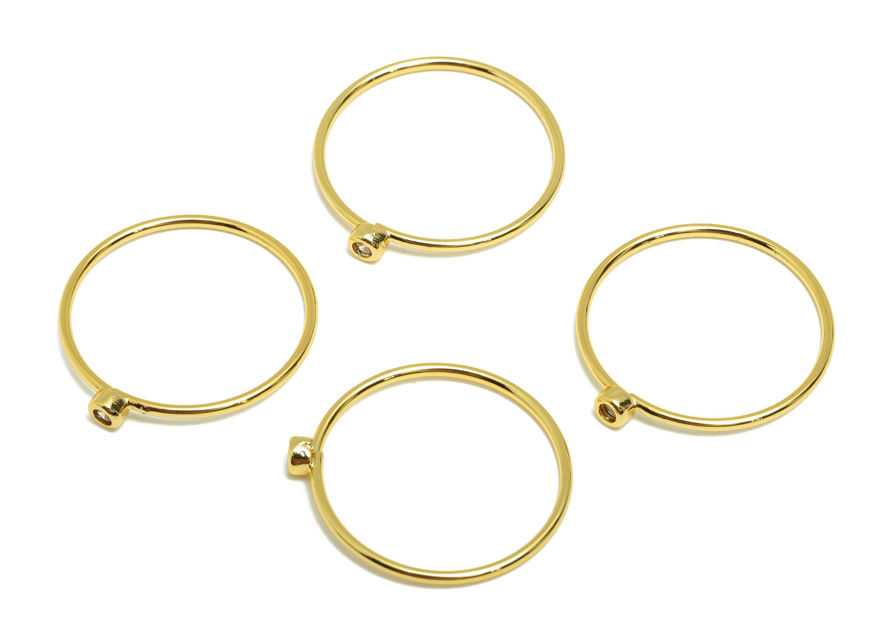 Brass Closed Zircon Ring - Gold Minimalist Hoop Ring for Women - Champagne Circle Ring - 18K Real Gold Plating - 19.3x17.7x2.6mm - RGP9102H - DOMEDBAZAAR