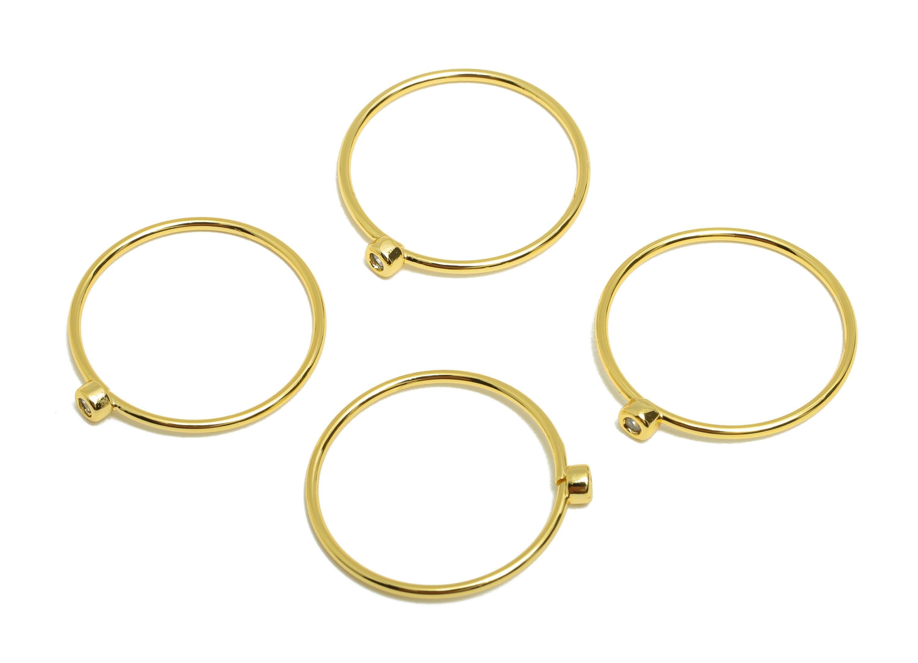 Brass Closed Zircon Ring - Gold Minimalist Hoop Ring for Women - White Closed Circle Ring - 18K Real Gold Plating -19.3x17.7x2.6mm -RGP9102J - DOMEDBAZAAR