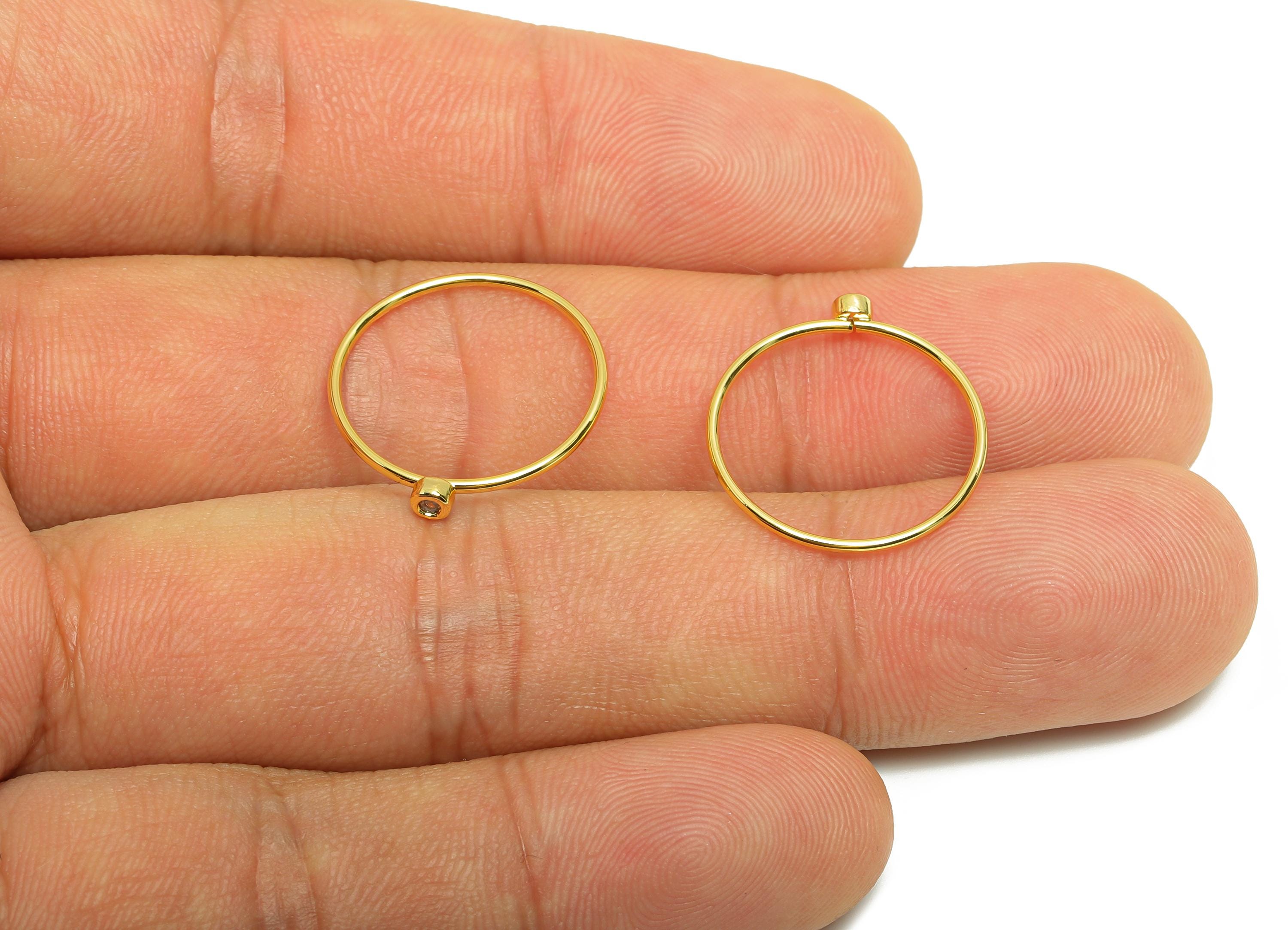Brass Closed Zircon Ring - Gold Minimalist Hoop Ring for Women - White Closed Circle Ring - 18K Real Gold Plating -19.3x17.7x2.6mm -RGP9102J - DOMEDBAZAAR