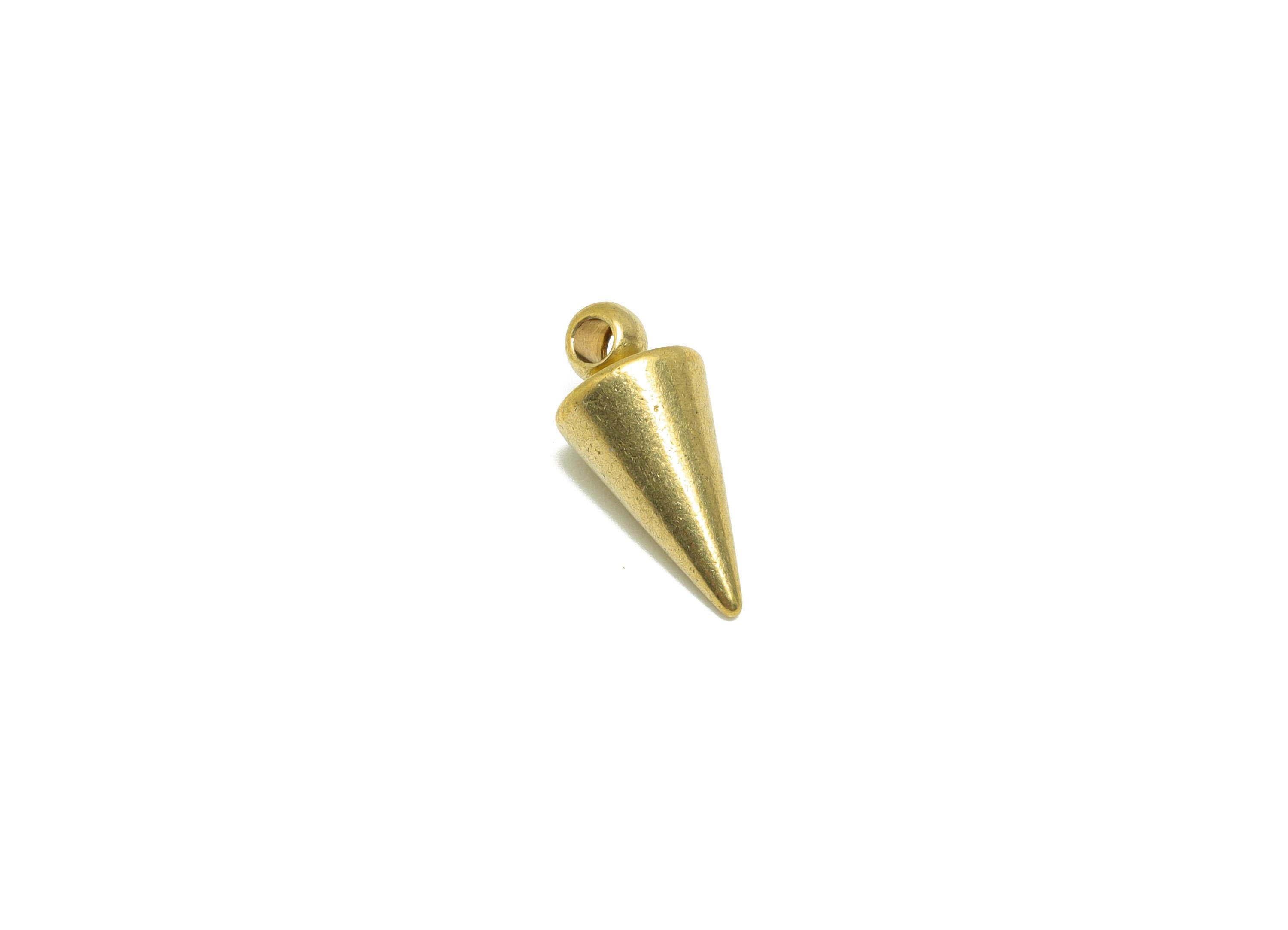 Brass Cone Earring Charm - Raw Brass Tapered Gold Earring Charm - Brass Pendant with Loop - Crafting Metal Charm - 13x6x6mm - PP10854 - DOMEDBAZAAR