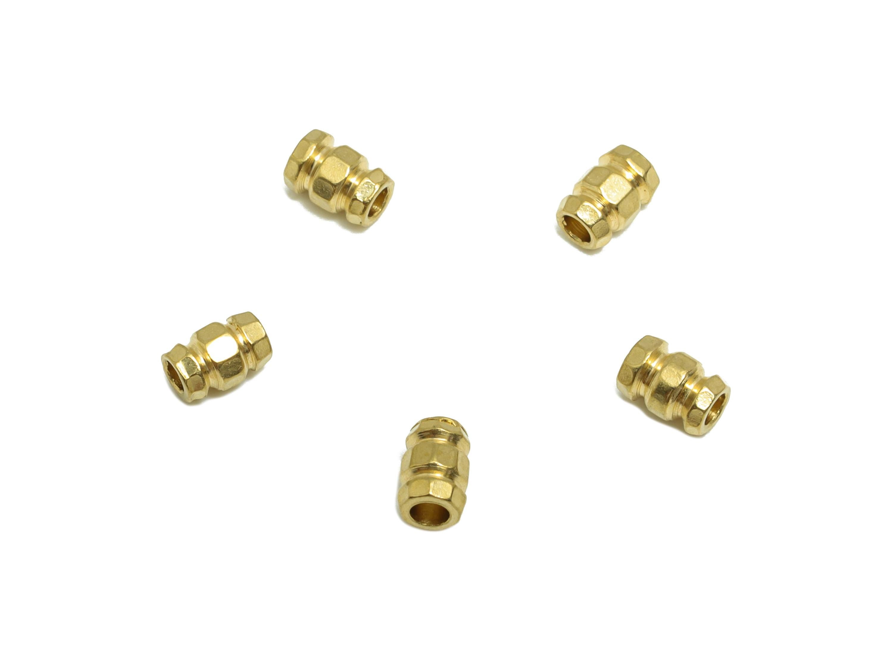 Brass Spacer Bead - Raw Brass Barrel Beads for Jewelry Making - Brass Barrel Bead - Metal Barrel Spacer Bead - 3.9x2.7x2.7mm - PP10874