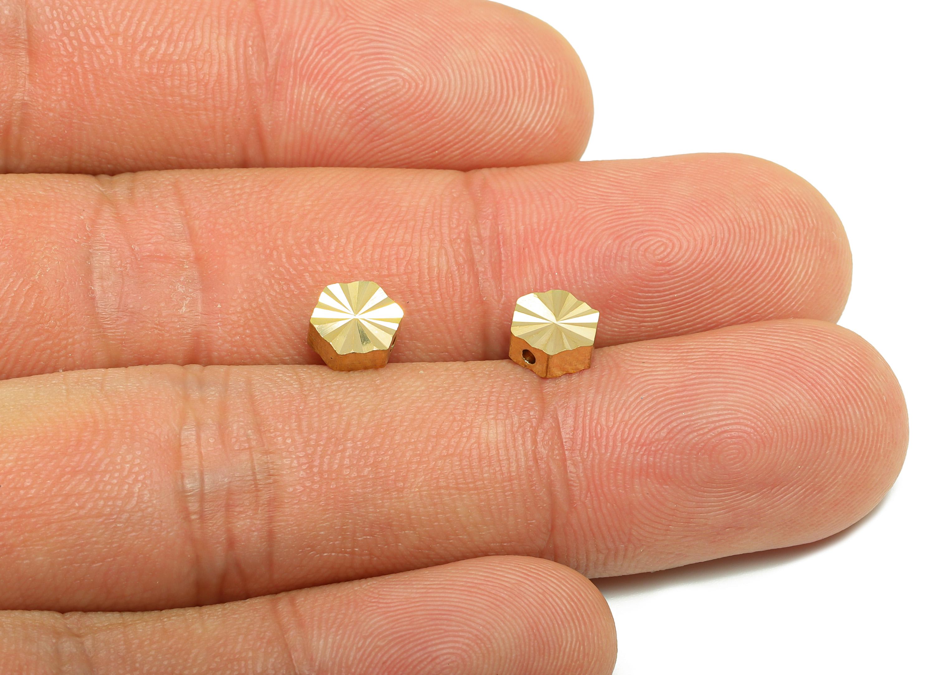 Brass Spacer Bead - Raw Brass Hexagon Beads for Jewelry Making - Faceted Brass Bead - Decorative Metal Craft Bead - 6x6x2.87mm - PP10875 - DOMEDBAZAAR