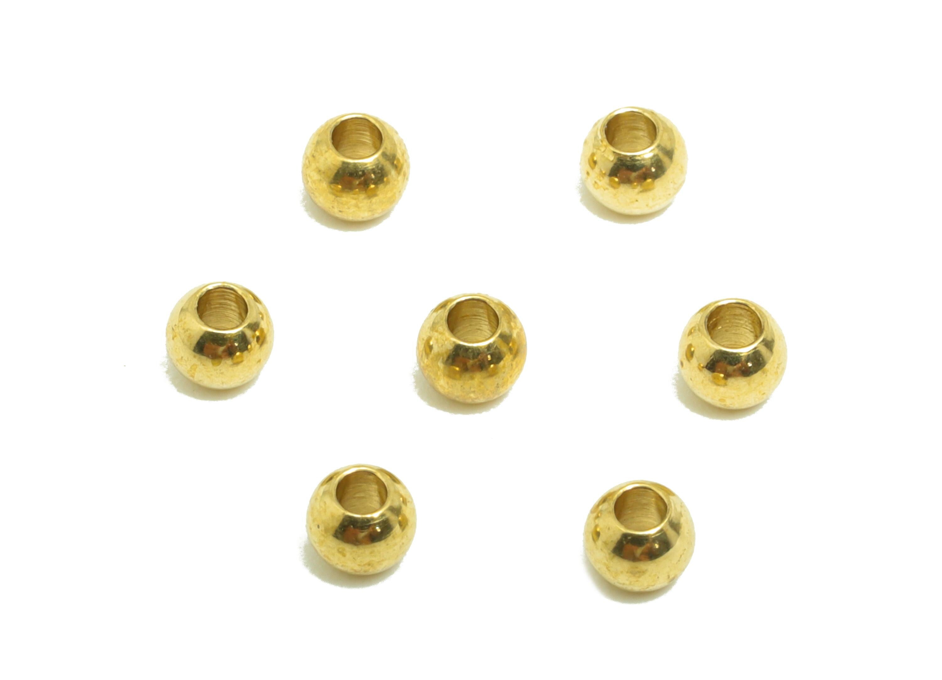 Brass Spacer Bead - Raw Brass Accent Beads for Jewelry Making - Brass Smooth Round Bead - Polished Brass Ball Bead - 2.87x2.38x2mm - PP10906 - DOMEDBAZAAR