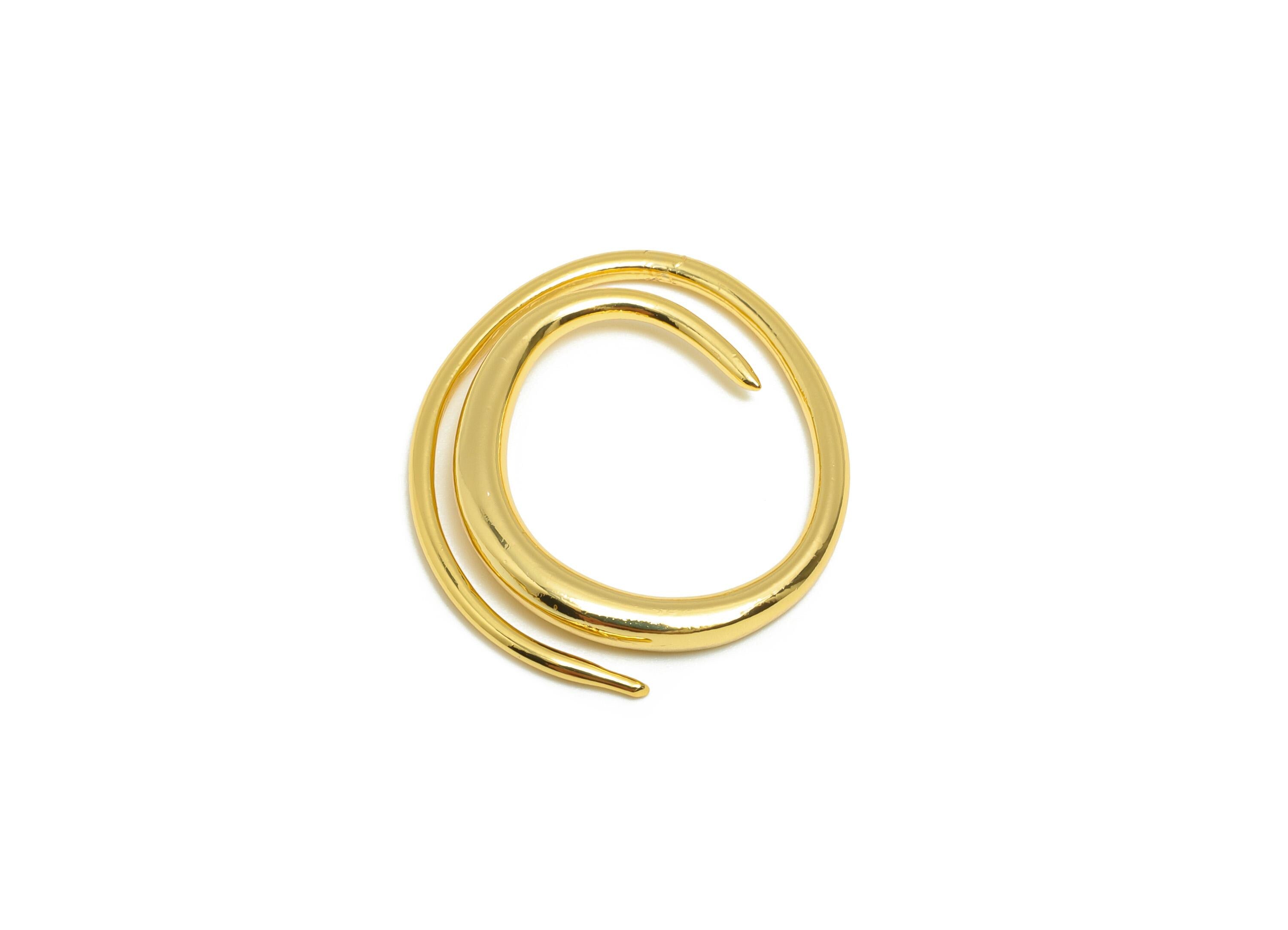Brass Spiral Earring Wire - Gold Circle Earring Wire for Woman&#39;s - Minimalist Earring Wire - 18K Real Gold Plating - 25.4x23x2.74mm- RGP8859 - DOMEDBAZAAR