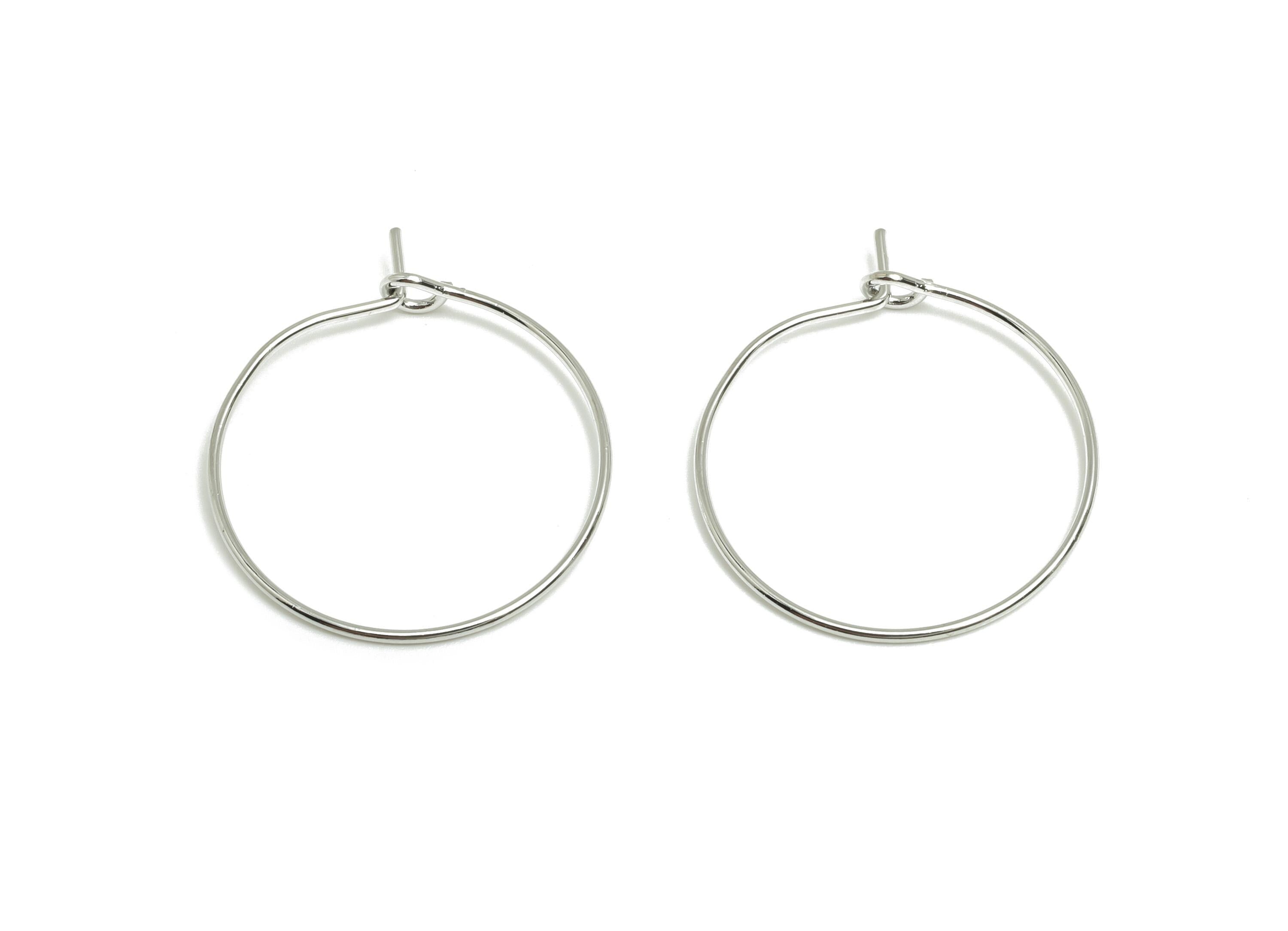 Brass Hoop Earring - Latch Closure Earring - Hoop Earring For Handmade Jeweler Making - 18K Real White Gold Plated - 20x20x1mm - RGP10281-20 - DOMEDBAZAAR