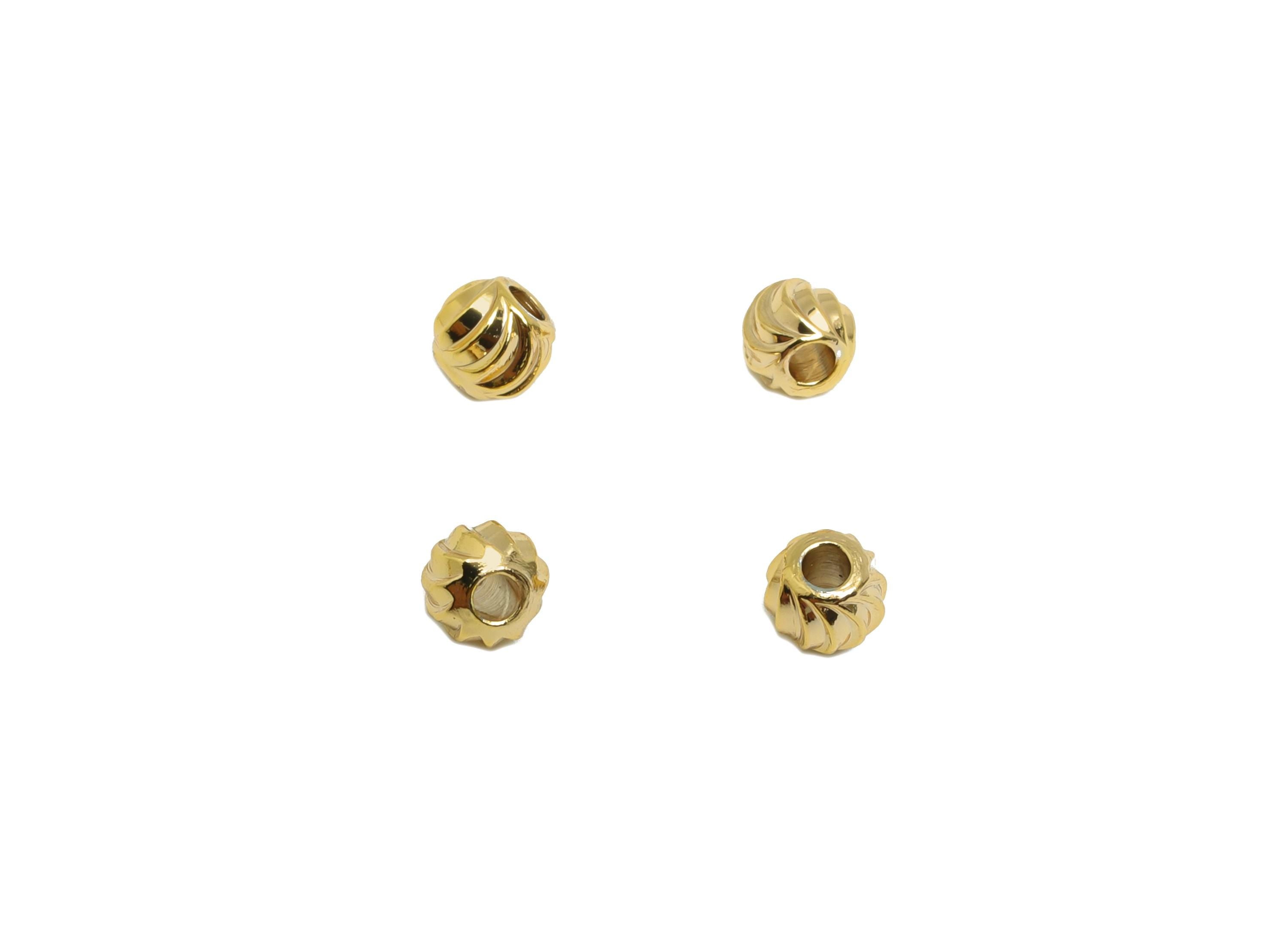Brass Spacer Bead - Brass Gold Spacer Bead for Jewelry Making - Brass Swirl Design Bead - 18K Real Gold Plating - 3.5x3.3x3.5mm - RGP10160 - DOMEDBAZAAR