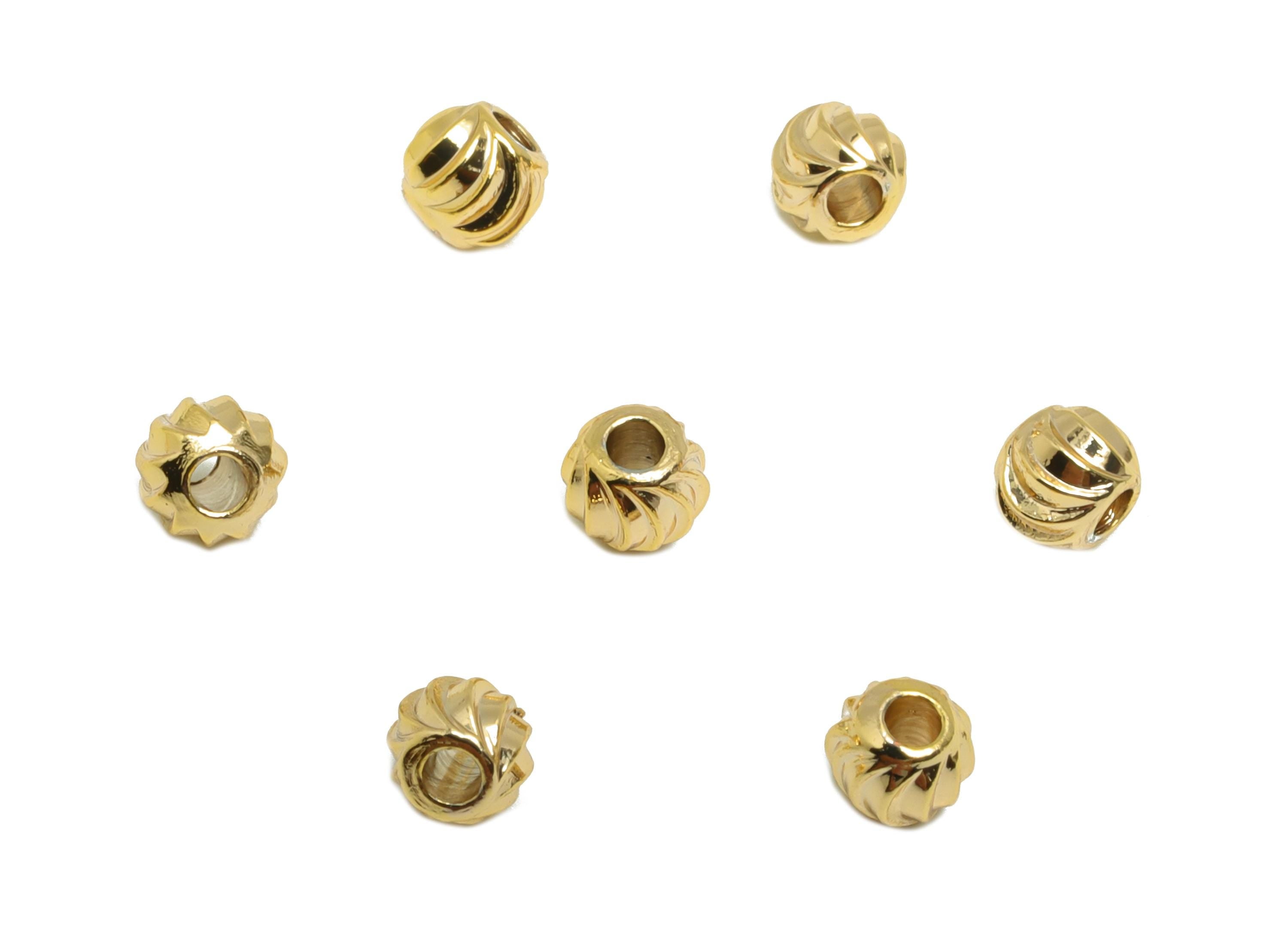 Brass Spacer Bead - Brass Gold Spacer Bead for Jewelry Making - Brass Swirl Design Bead - 18K Real Gold Plating - 3.5x3.3x3.5mm - RGP10160 - DOMEDBAZAAR