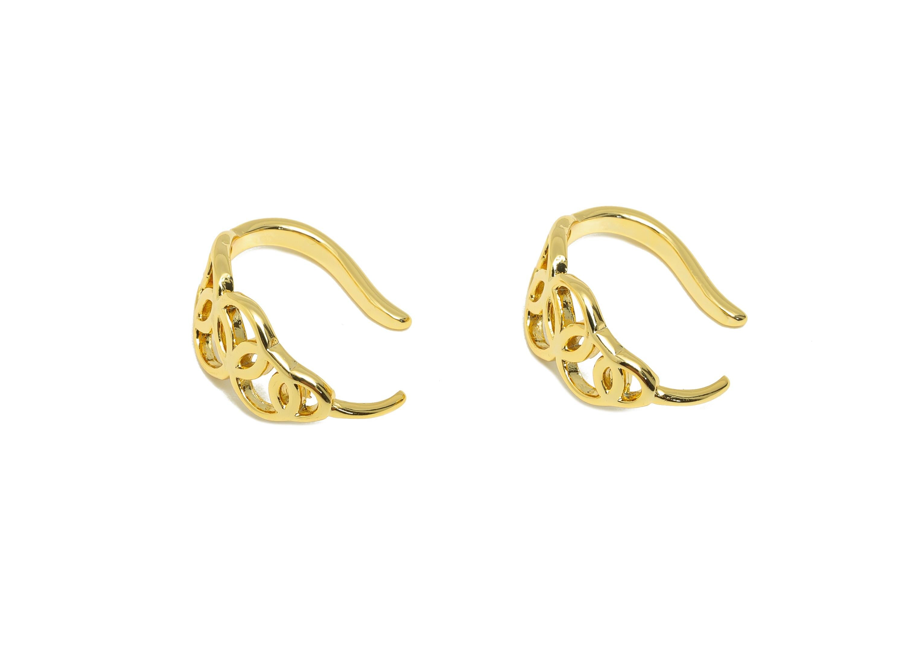Brass Earring Wire - Gold Intertwined Circle Earring Cuff - Geometric Earring Statement - 18K Real Gold Plating - 17.6x14.7x8.6mm - RGP8877 - DOMEDBAZAAR