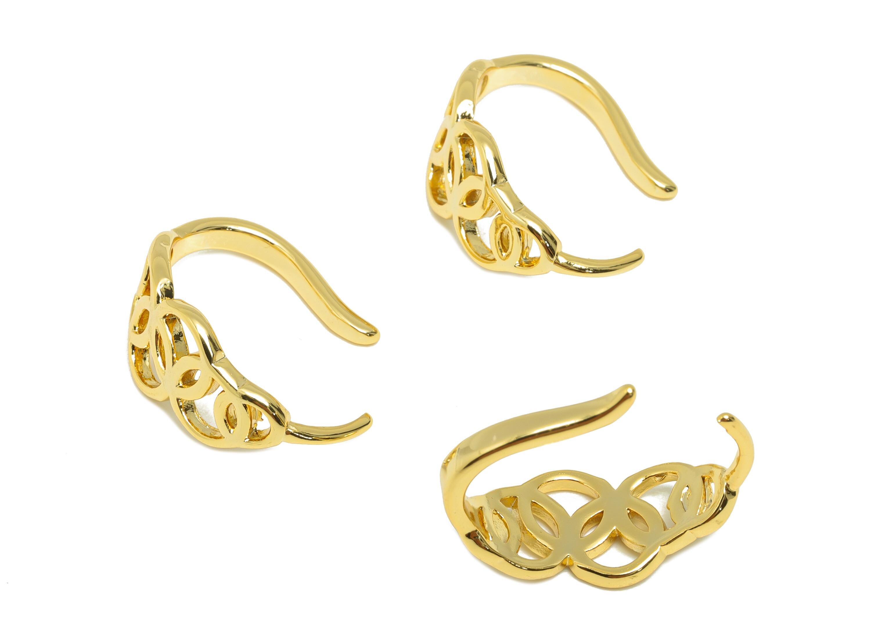 Brass Earring Wire - Gold Intertwined Circle Earring Cuff - Geometric Earring Statement - 18K Real Gold Plating - 17.6x14.7x8.6mm - RGP8877 - DOMEDBAZAAR
