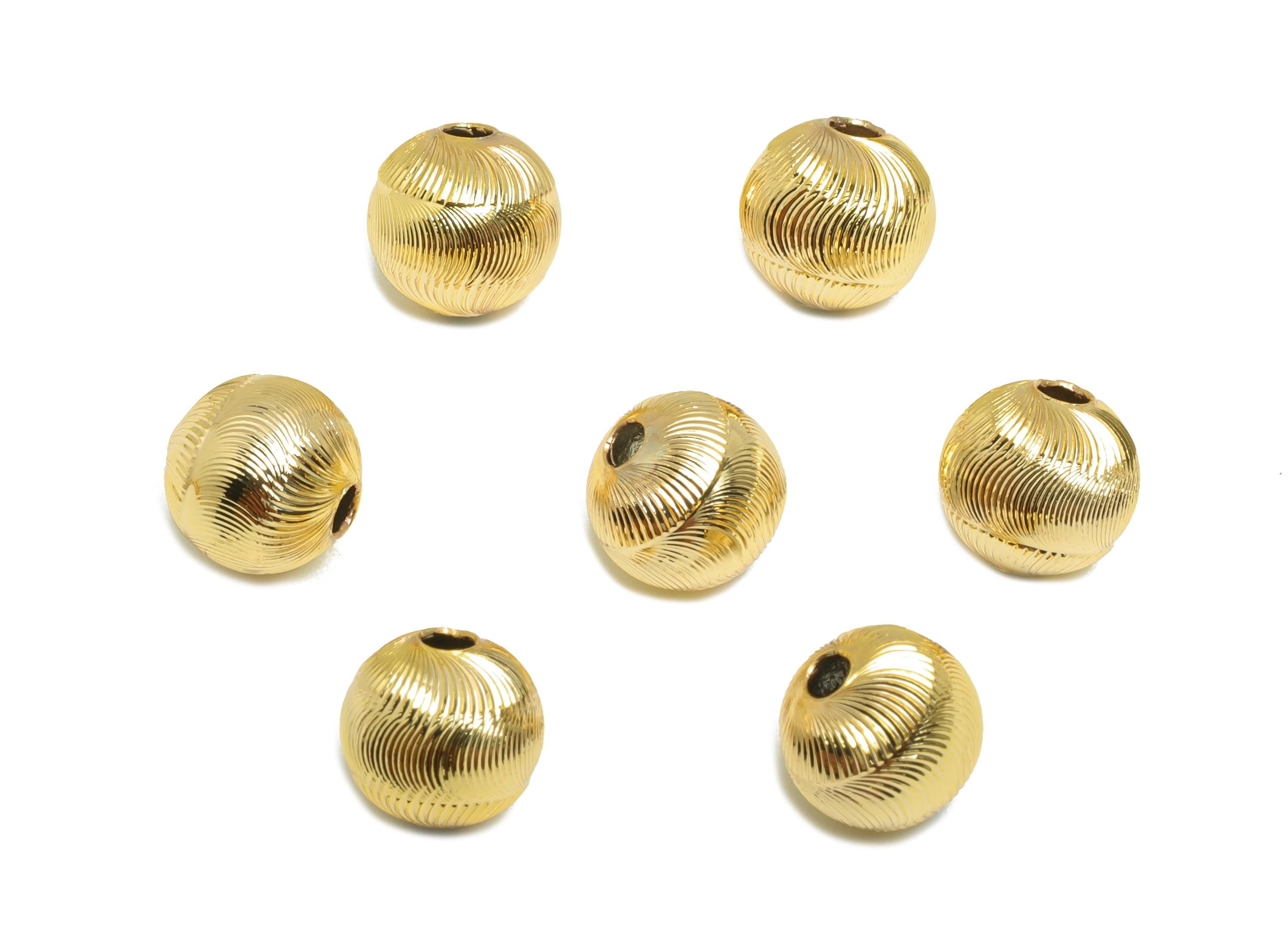 Brass Spacer Bead - Brass Gold Spacer Bead for Jewelry Making - Brass Textured Design Bead - 18K Real Gold Plating - 7x7x7.3mm- RGP10140 - DOMEDBAZAAR