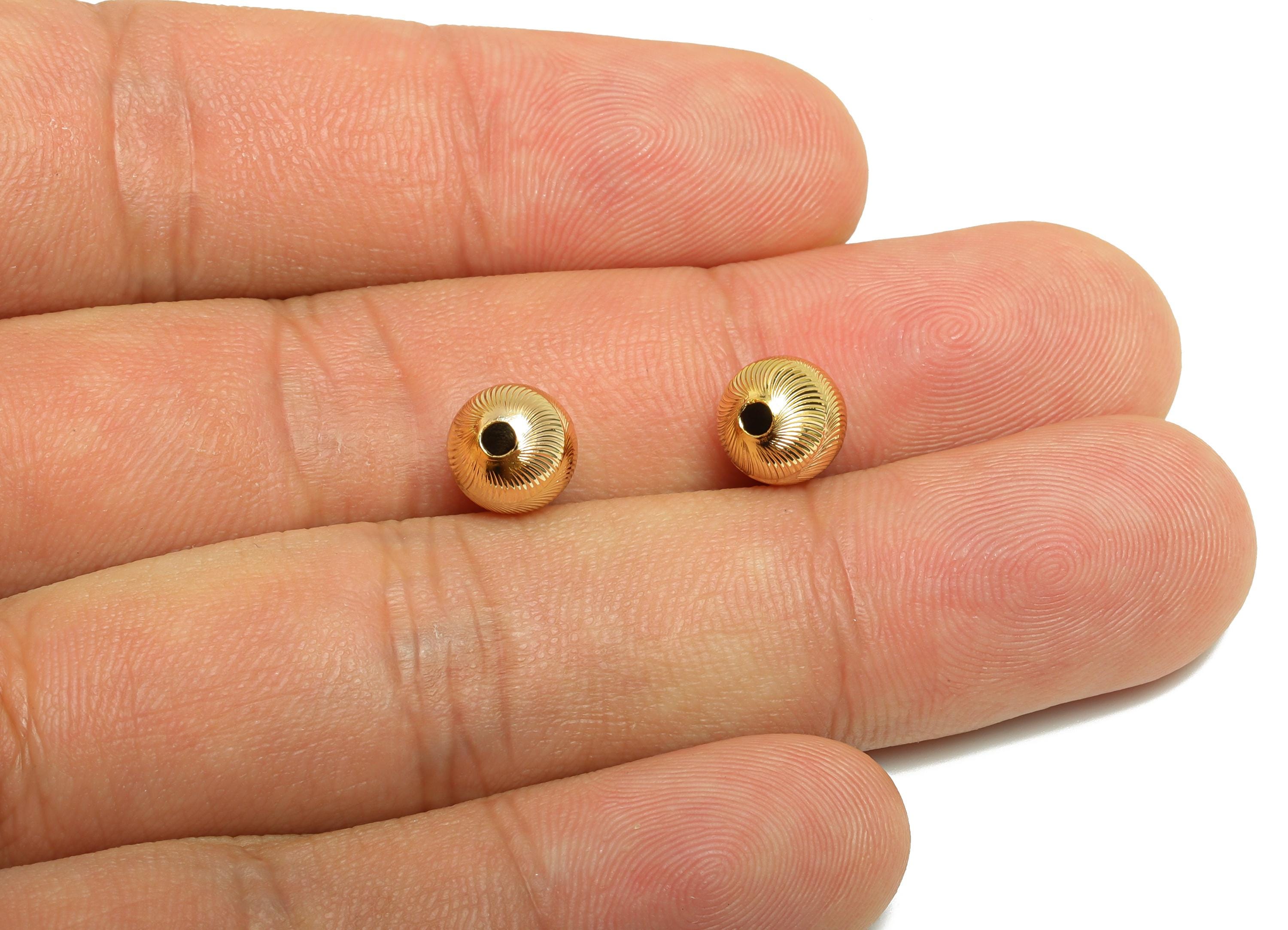 Brass Spacer Bead - Brass Gold Spacer Bead for Jewelry Making - Brass Textured Design Bead - 18K Real Gold Plating - 7x7x7.3mm- RGP10140 - DOMEDBAZAAR