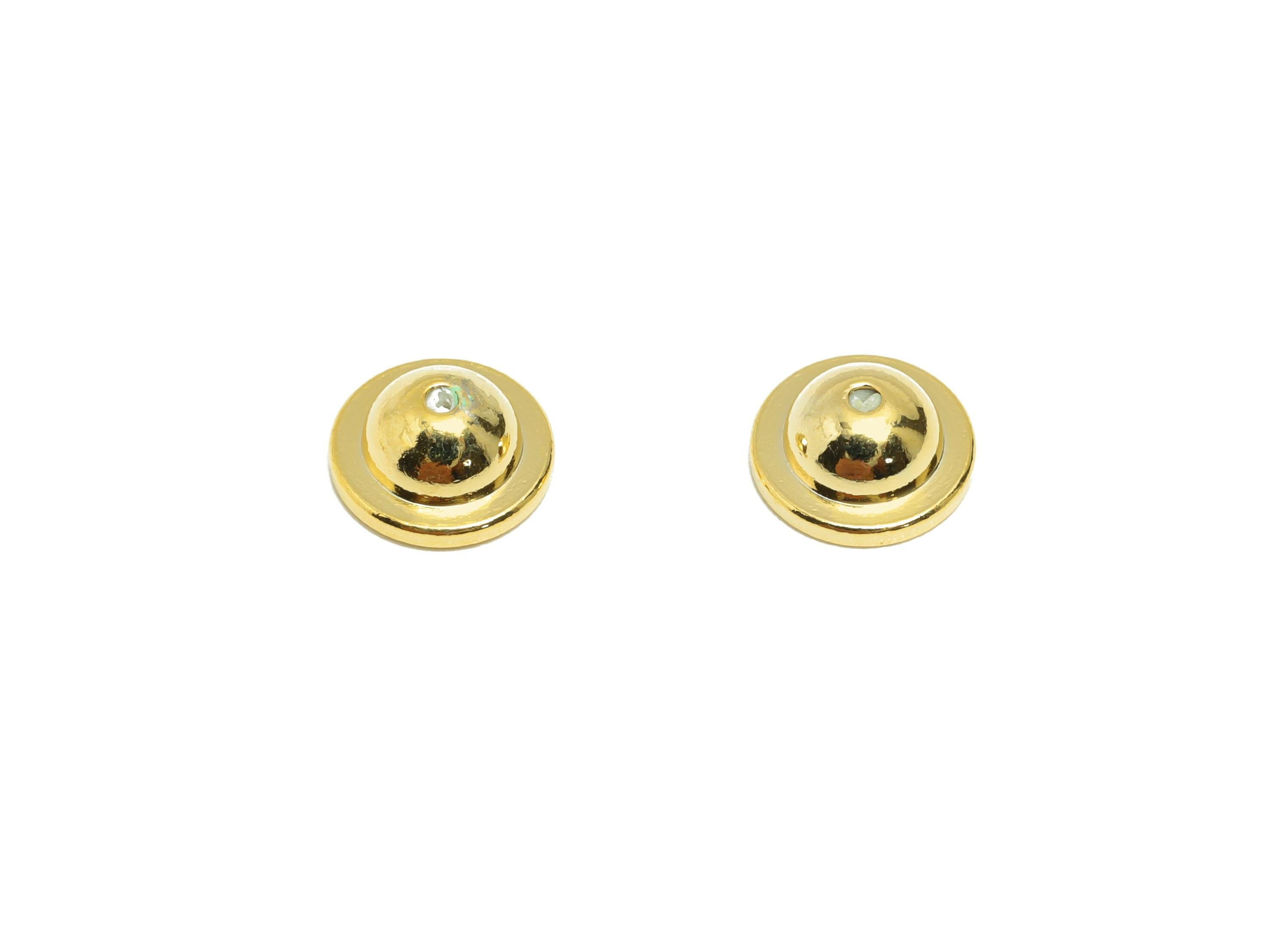 Brass Dome Disc Earring Stopper - Gold Secure Earring Backs - Flat Base Used as Earring Finding - 18K Real Gold Plating - 8x8x3.6mm- RGP8881 - DOMEDBAZAAR
