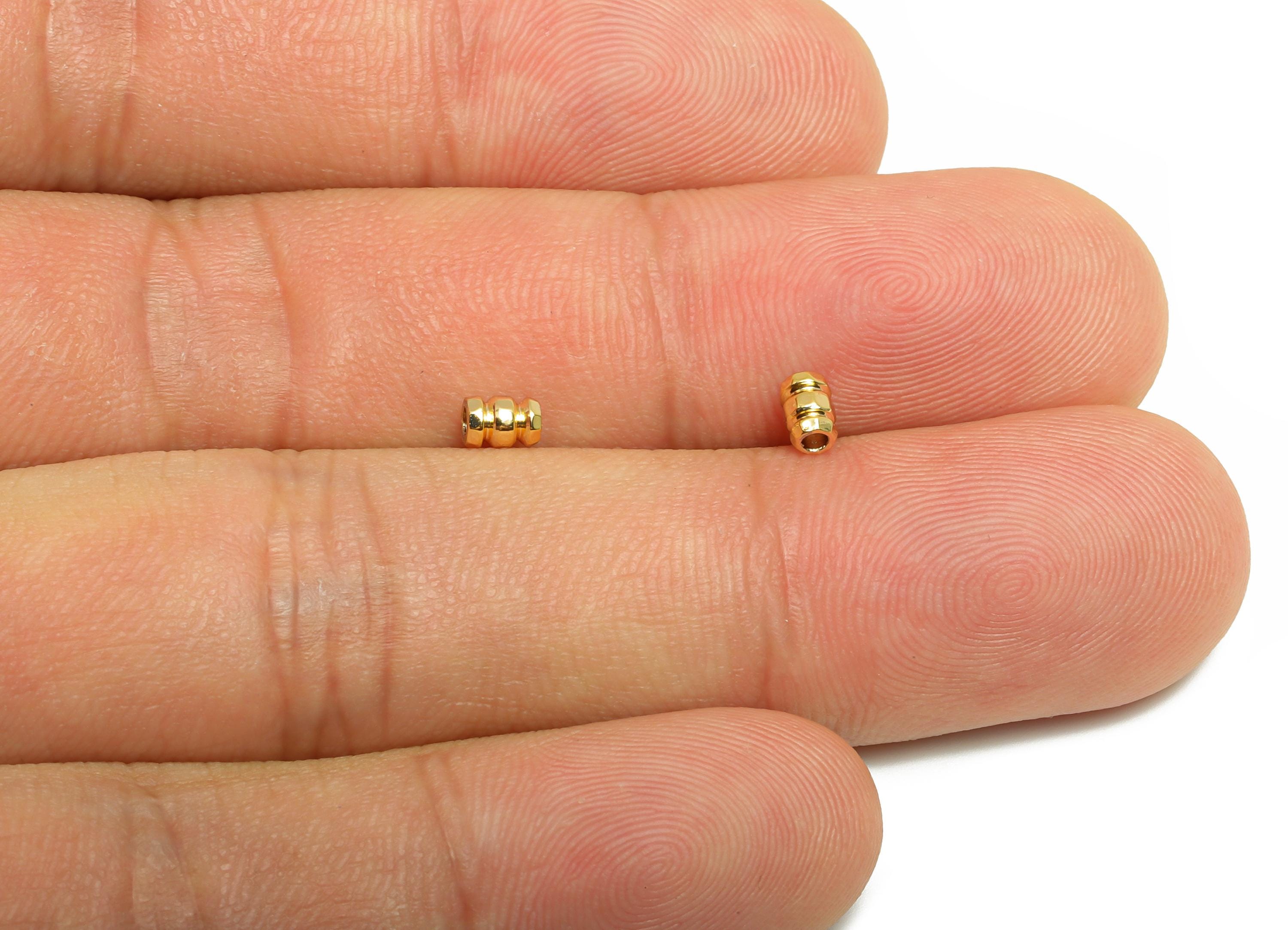 Brass Spacer Bead - Brass Gold Barrel Beads for Jewelry Making - Brass Gold Barrel Bead - 18K Real Gold Plating - 3.9x2.7x2.7mm - RGP10163 - DOMEDBAZAAR