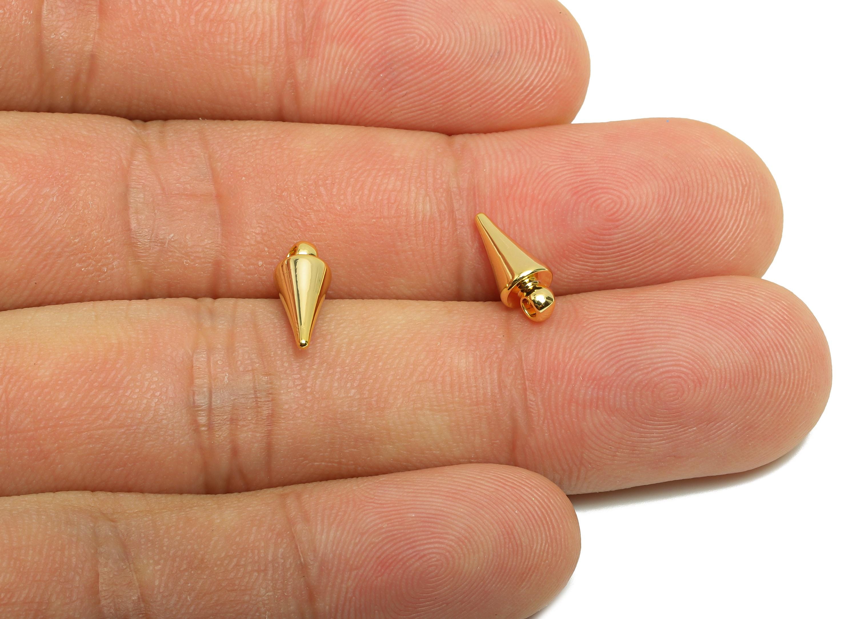 Brass Cone Earring Charm- Brass Tapered Gold Earring Charm - Brass Pendant with Loop - 18K Real Gold Plating - 11x4.5x4.5mm - RGP10141 - DOMEDBAZAAR