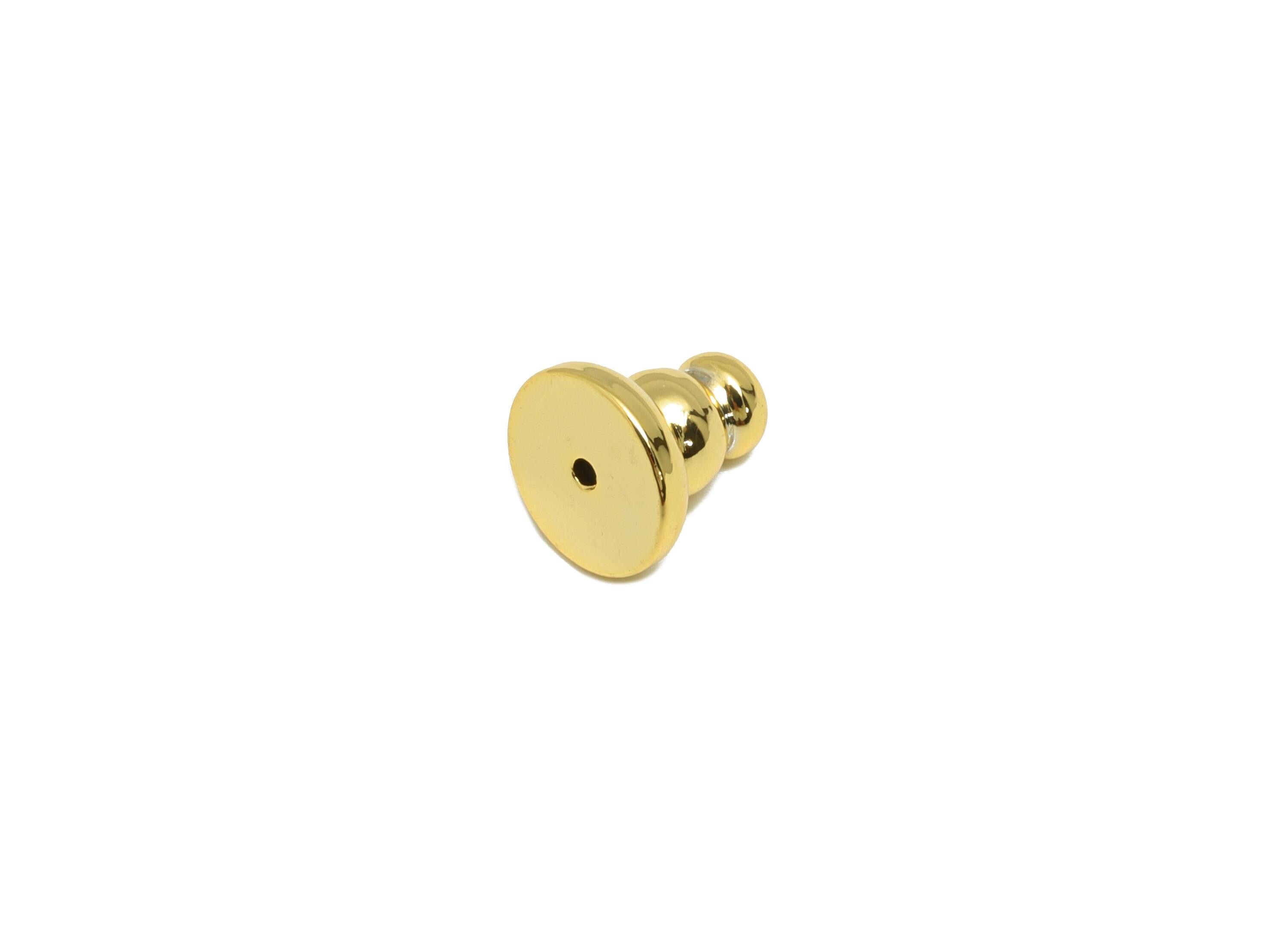 Brass Gourd Earring Stopper - Gold Gourd Secure Earring Backs - Flat Disc Top Used as Ear Finding - 18K Real Gold Plating - 7x7x7mm- RGP8883 - DOMEDBAZAAR