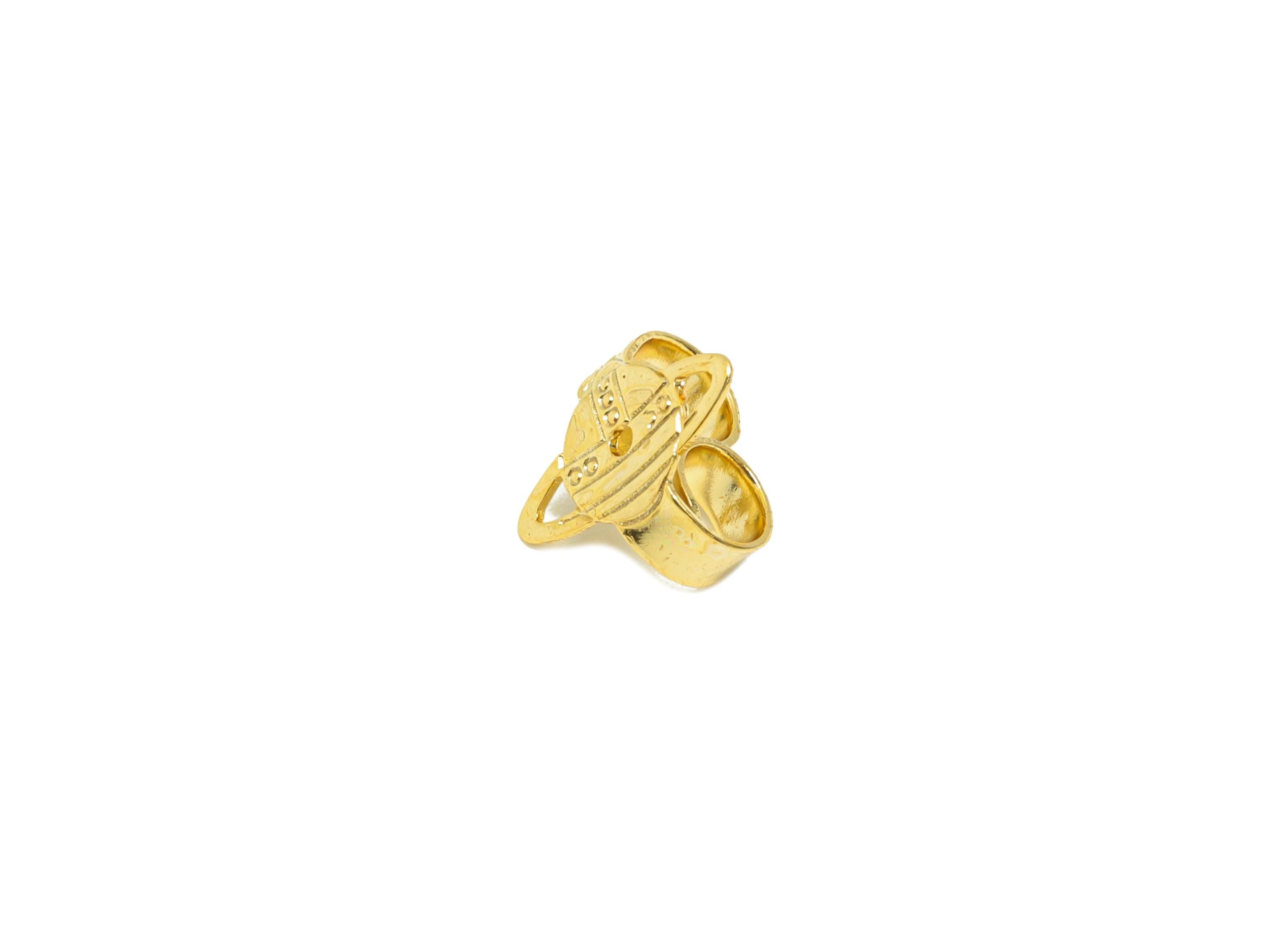Brass Planet Earring Stopper - Gold Secure Earring Backs - Celestial Used as Ear Finding - 18K Real Gold Plating - 8.7x7.45x4.5mm - RGP8889 - DOMEDBAZAAR