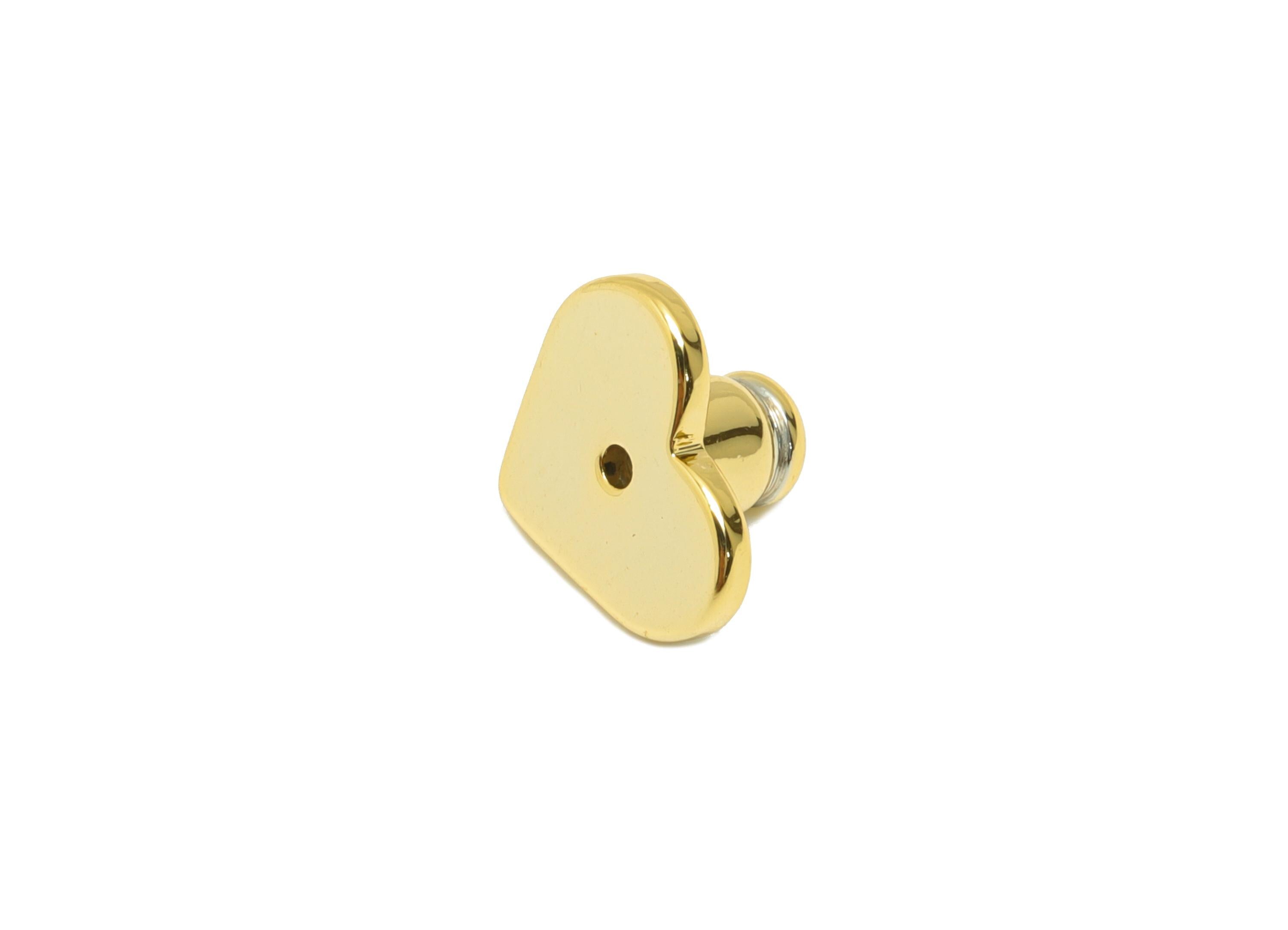 Brass Heart Earring Stopper - Gold Secure Earring Backs - Flat Disc Top Used as Ear Finding - 18K Real Gold Plating - 8.8x7.4x5.4mm- RGP8893 - DOMEDBAZAAR
